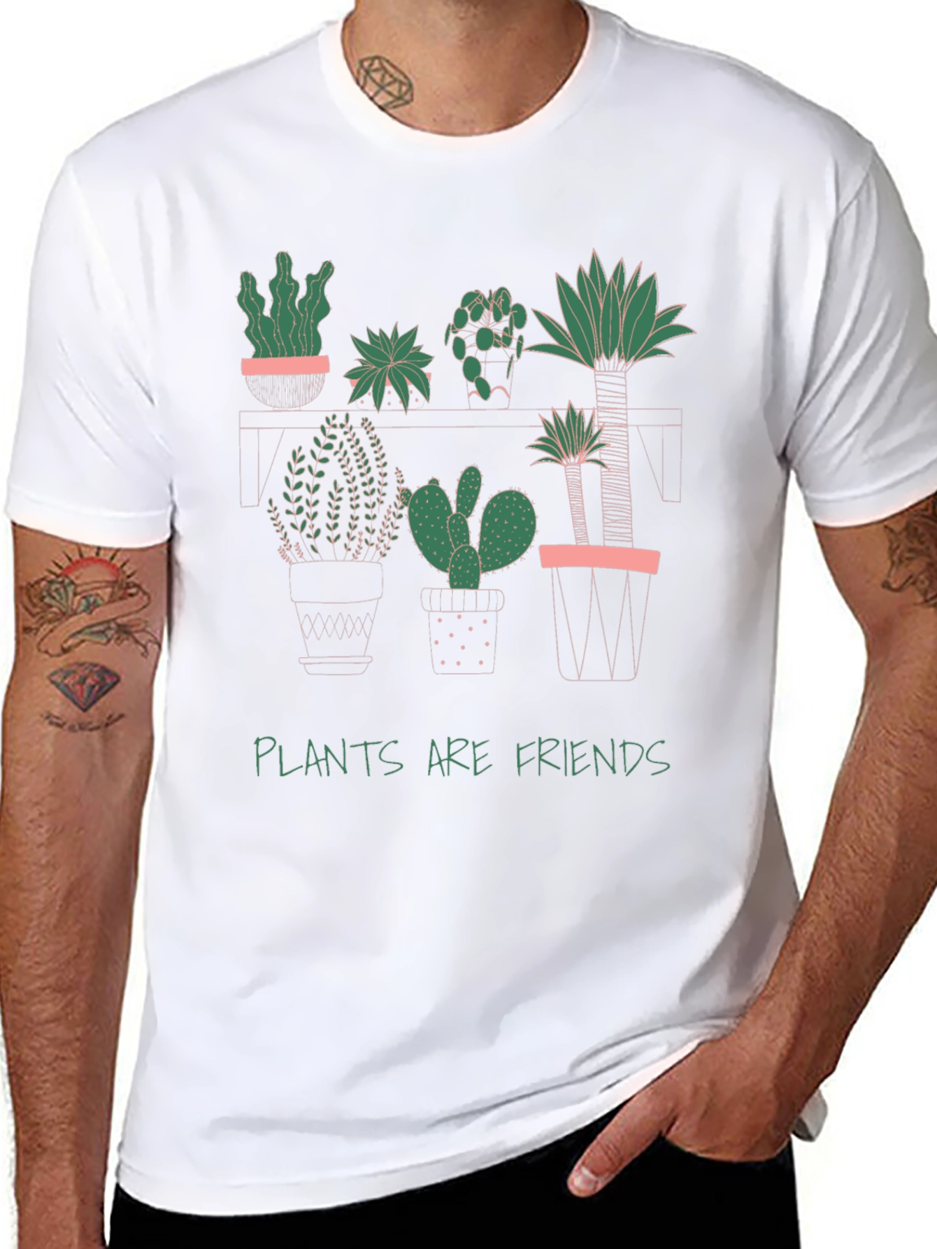 Plants Are Friends Graphic Tee - Black Cotton T-Shirt