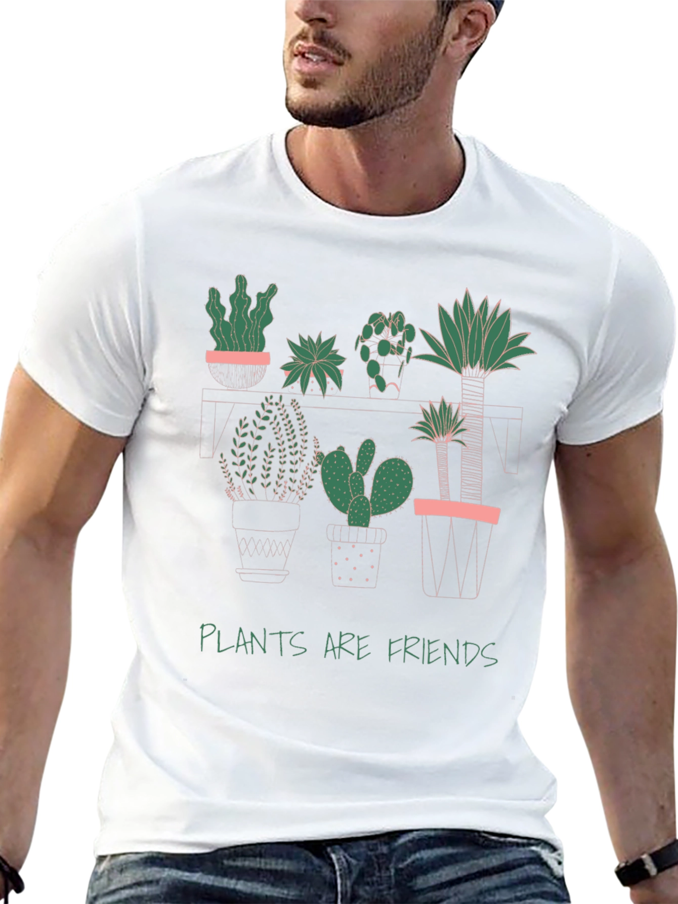 Plants Are Friends Graphic Tee - Black Cotton T-Shirt