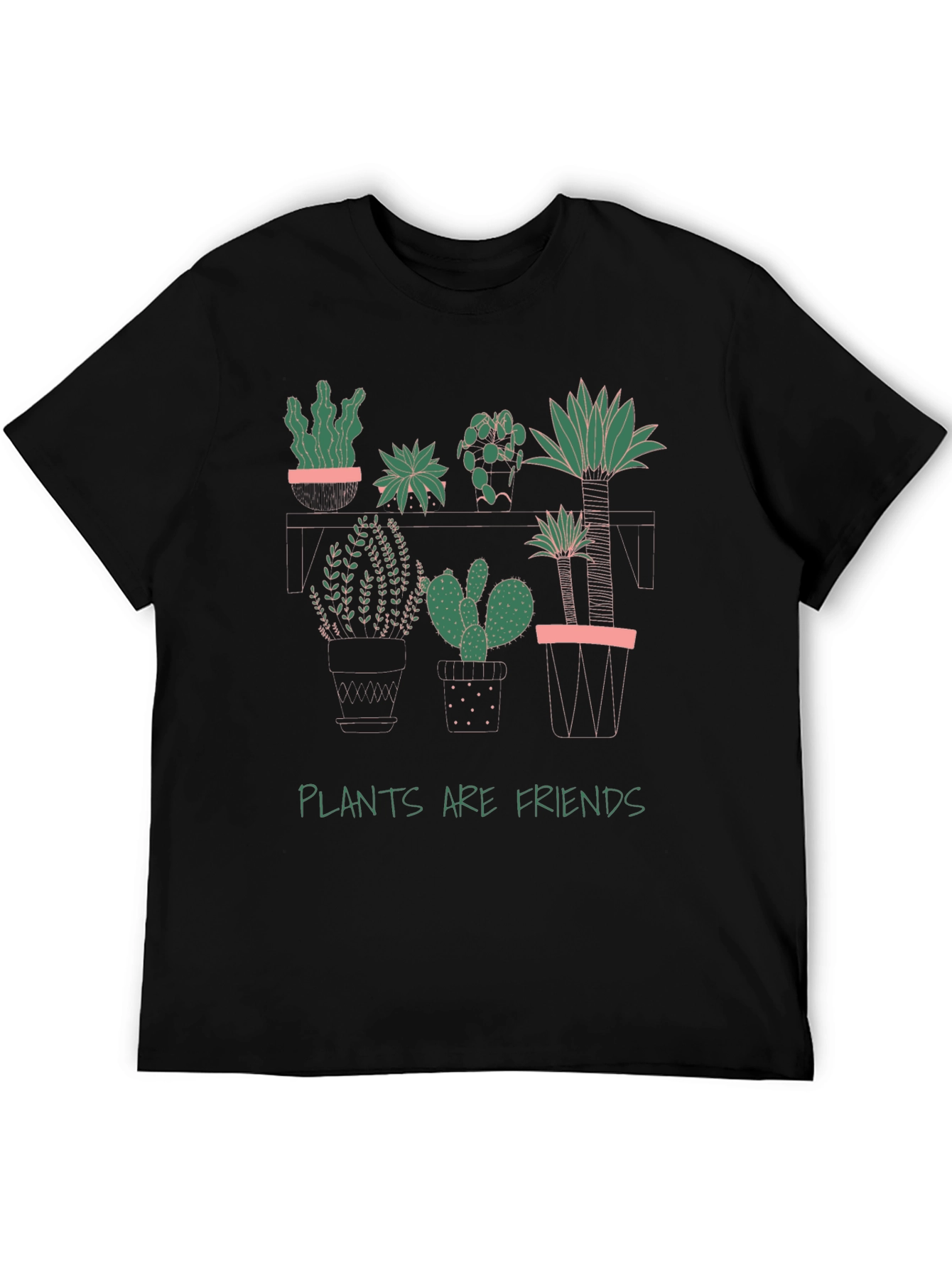 Plants Are Friends Graphic Tee - Black Cotton T-Shirt