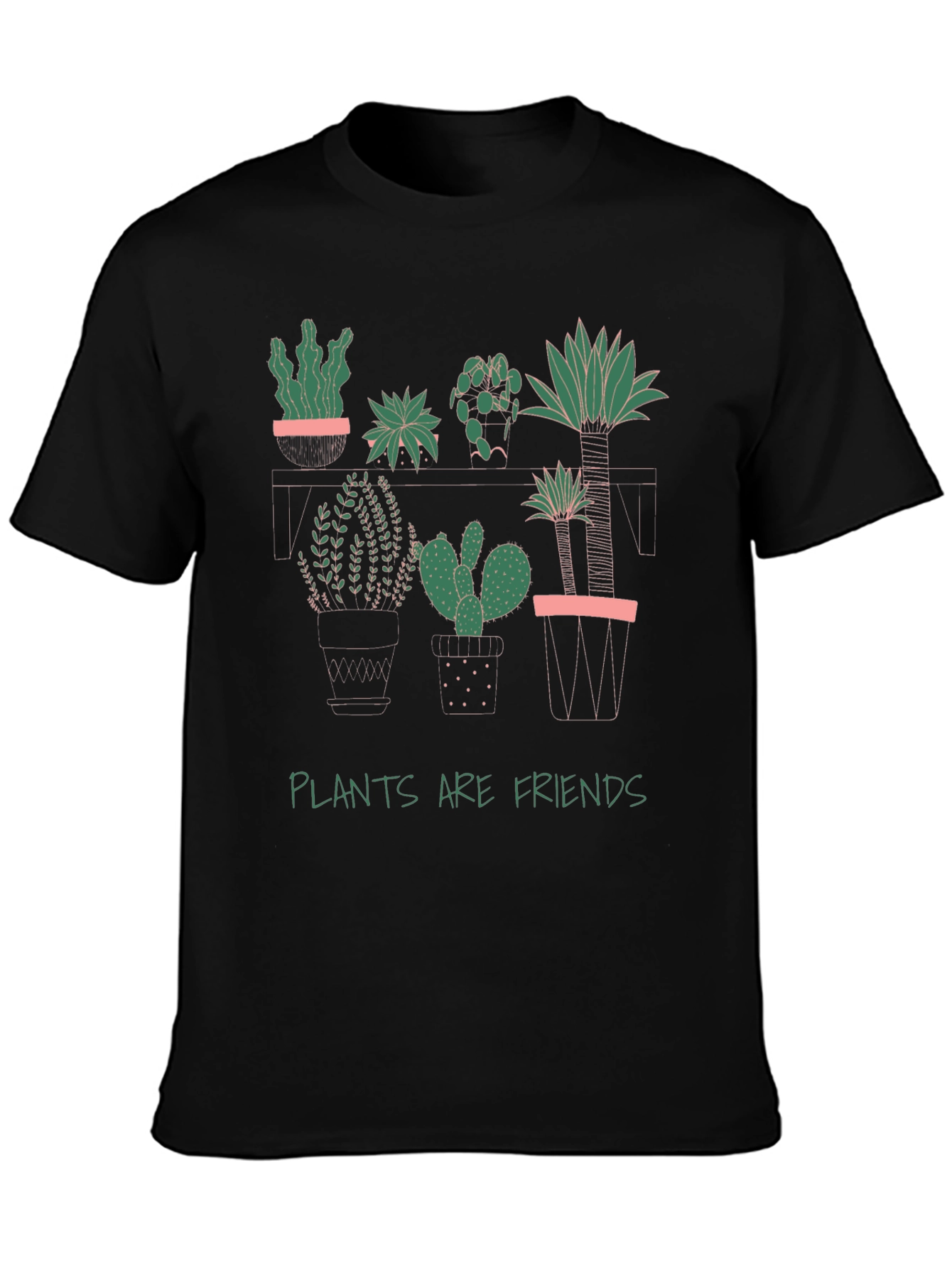 Plants Are Friends Graphic Tee - Black Cotton T-Shirt