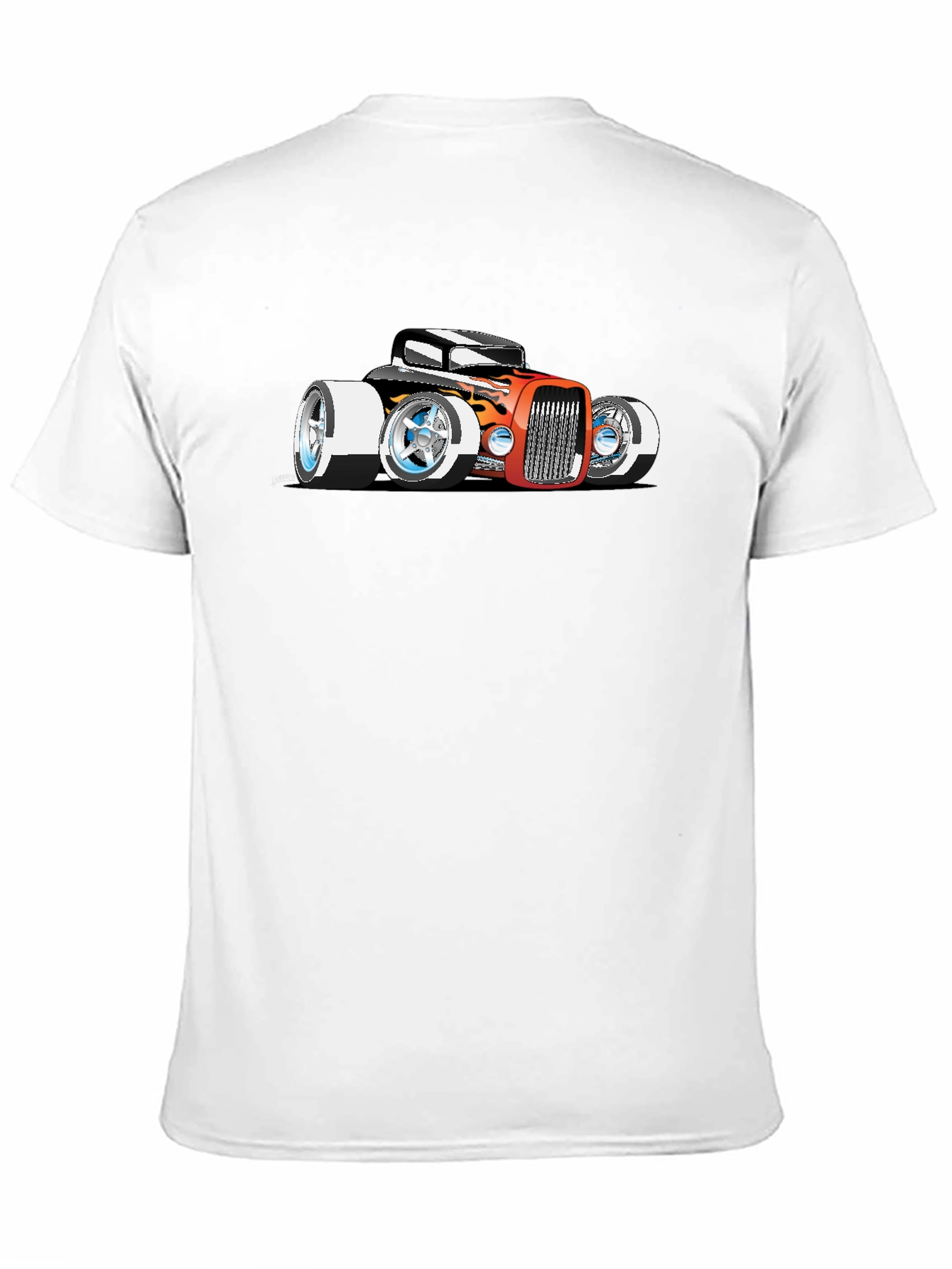 Cartoon Hot Rod Graphic Black T-Shirt