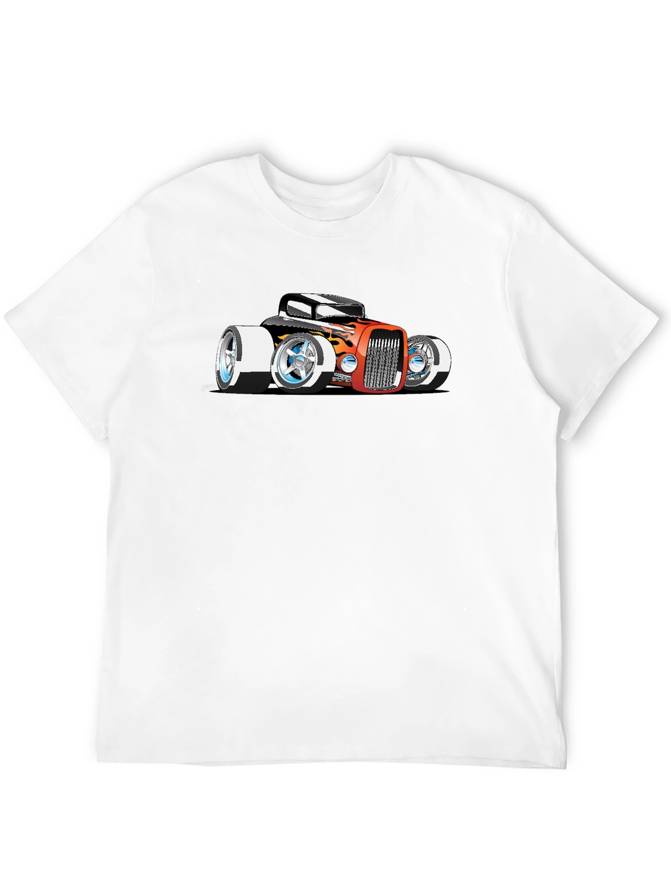 Cartoon Hot Rod Graphic Black T-Shirt