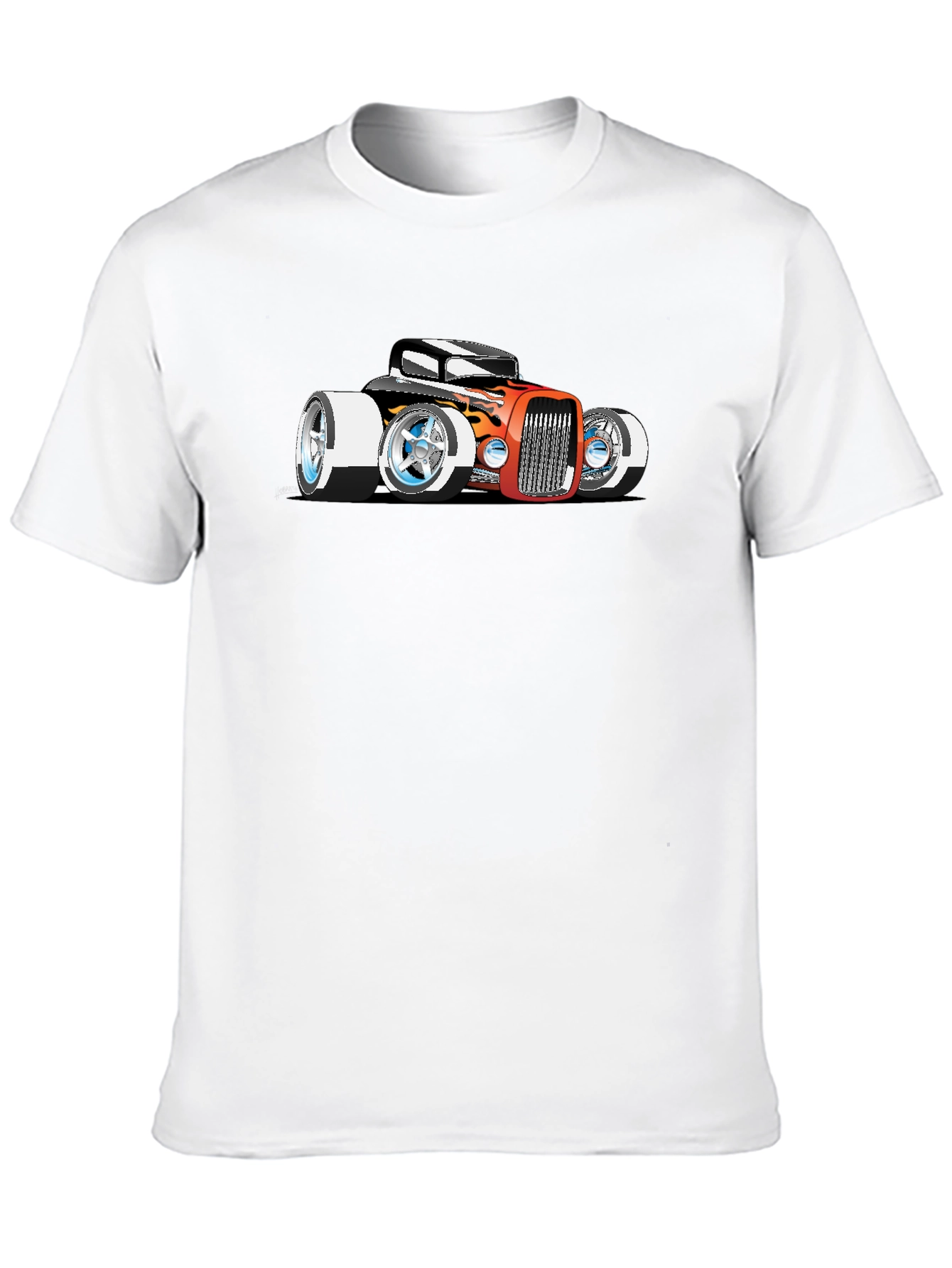 Cartoon Hot Rod Graphic Black T-Shirt