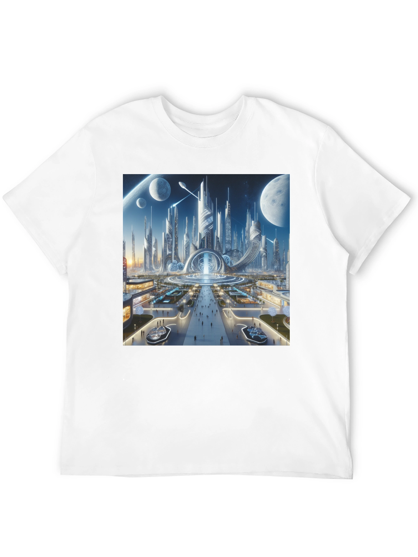 Futuristic Cityscape Graphic Tee - Sci-Fi Style