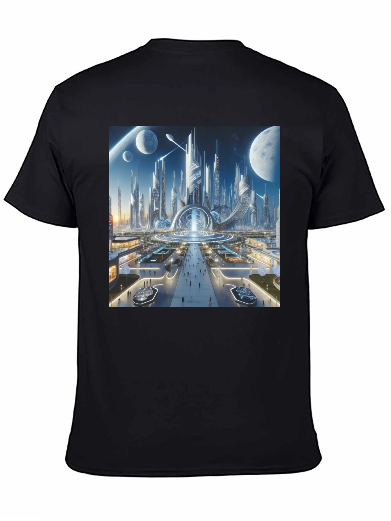 Futuristic Cityscape Graphic Tee - Sci-Fi Style