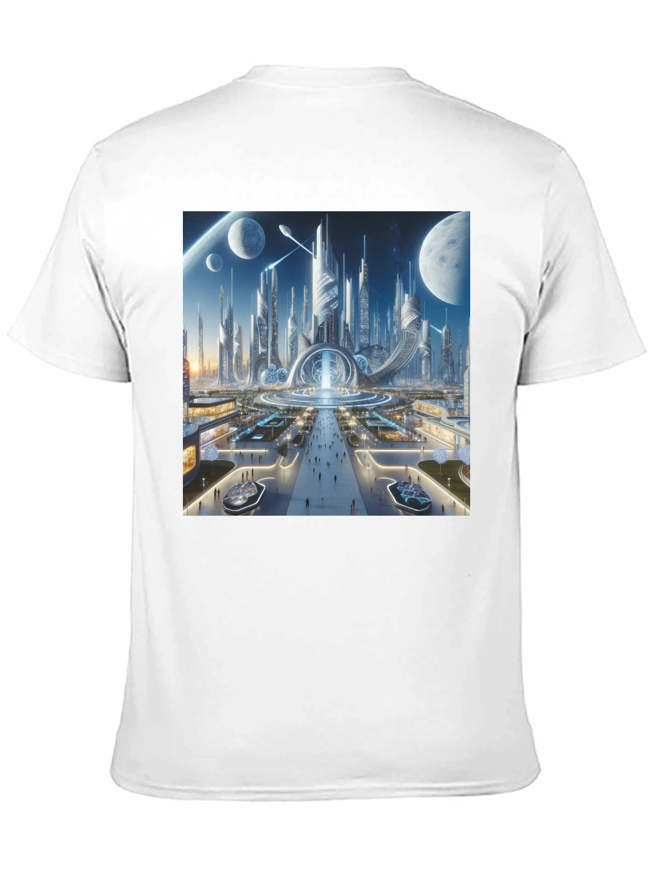 Futuristic Cityscape Graphic Tee - Sci-Fi Style