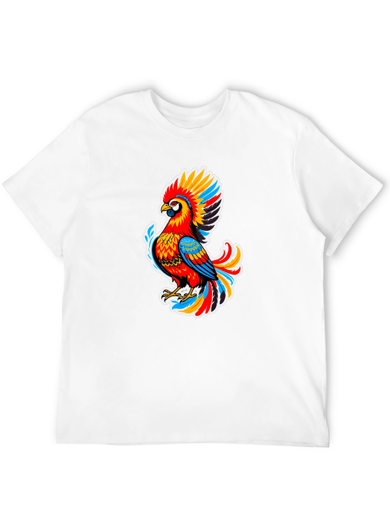 Vibrant Parrot Graphic Black T-Shirt