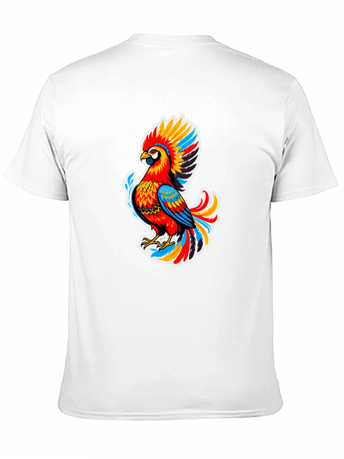 Vibrant Parrot Graphic Black T-Shirt