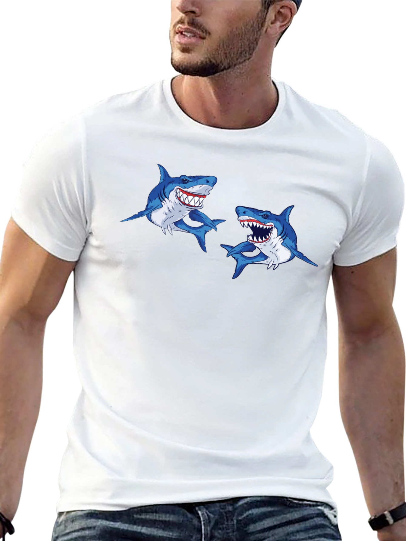 Shark Attack T-Shirt - Mens Black Graphic Tee