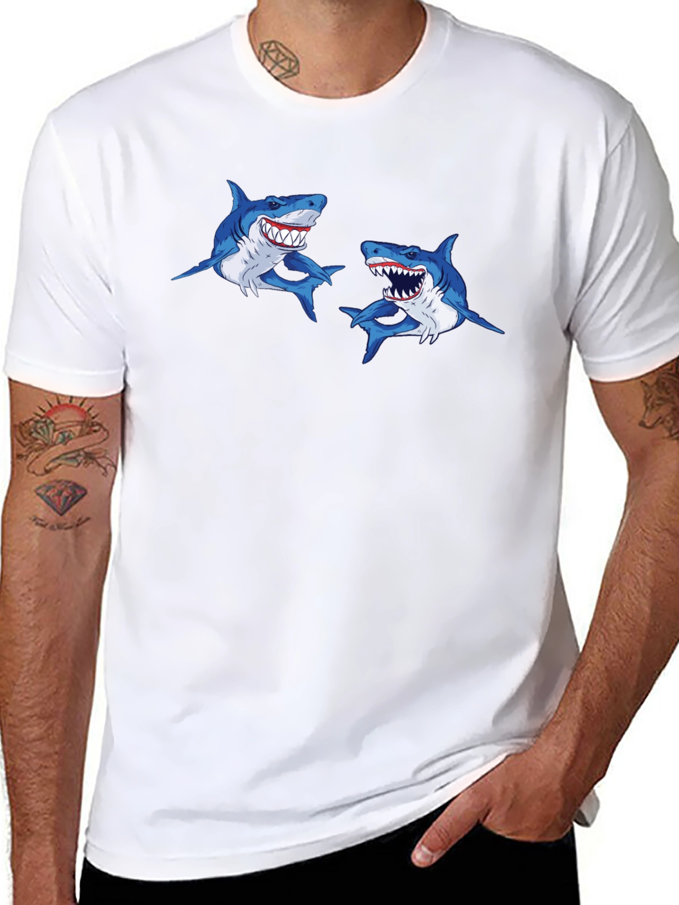 Shark Attack T-Shirt - Mens Black Graphic Tee