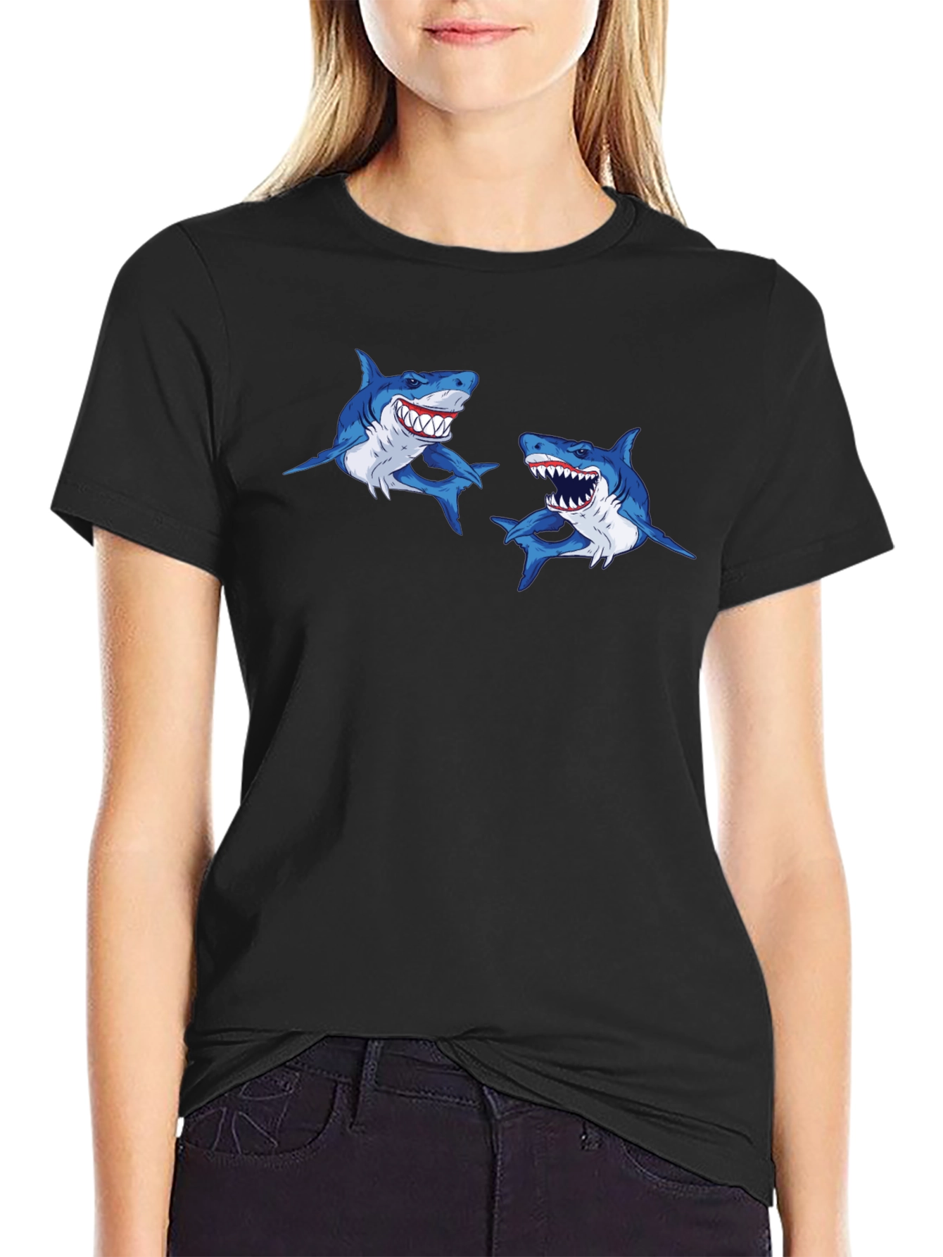 Shark Attack T-Shirt - Mens Black Graphic Tee