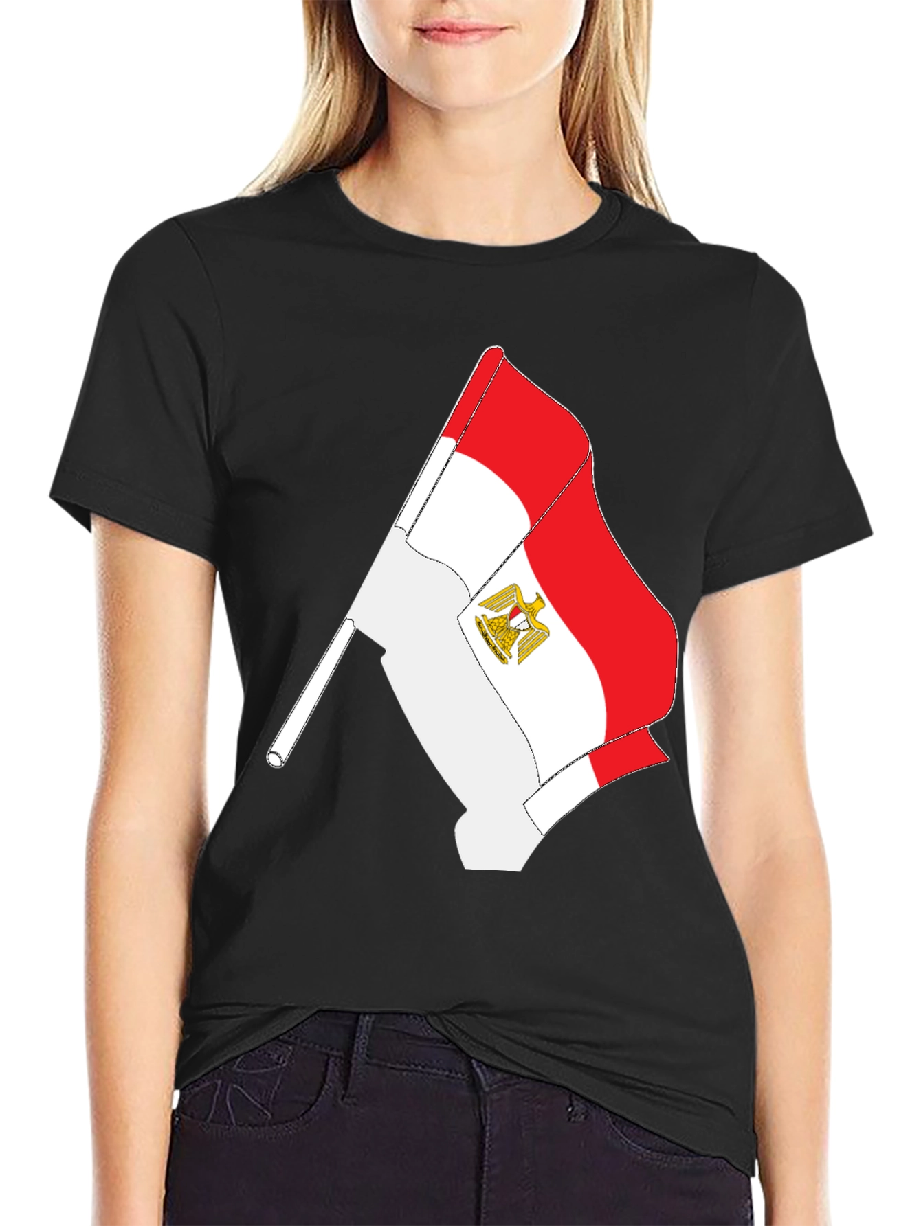 Egyptian Flag Graphic Tee - Black Cotton T-Shirt