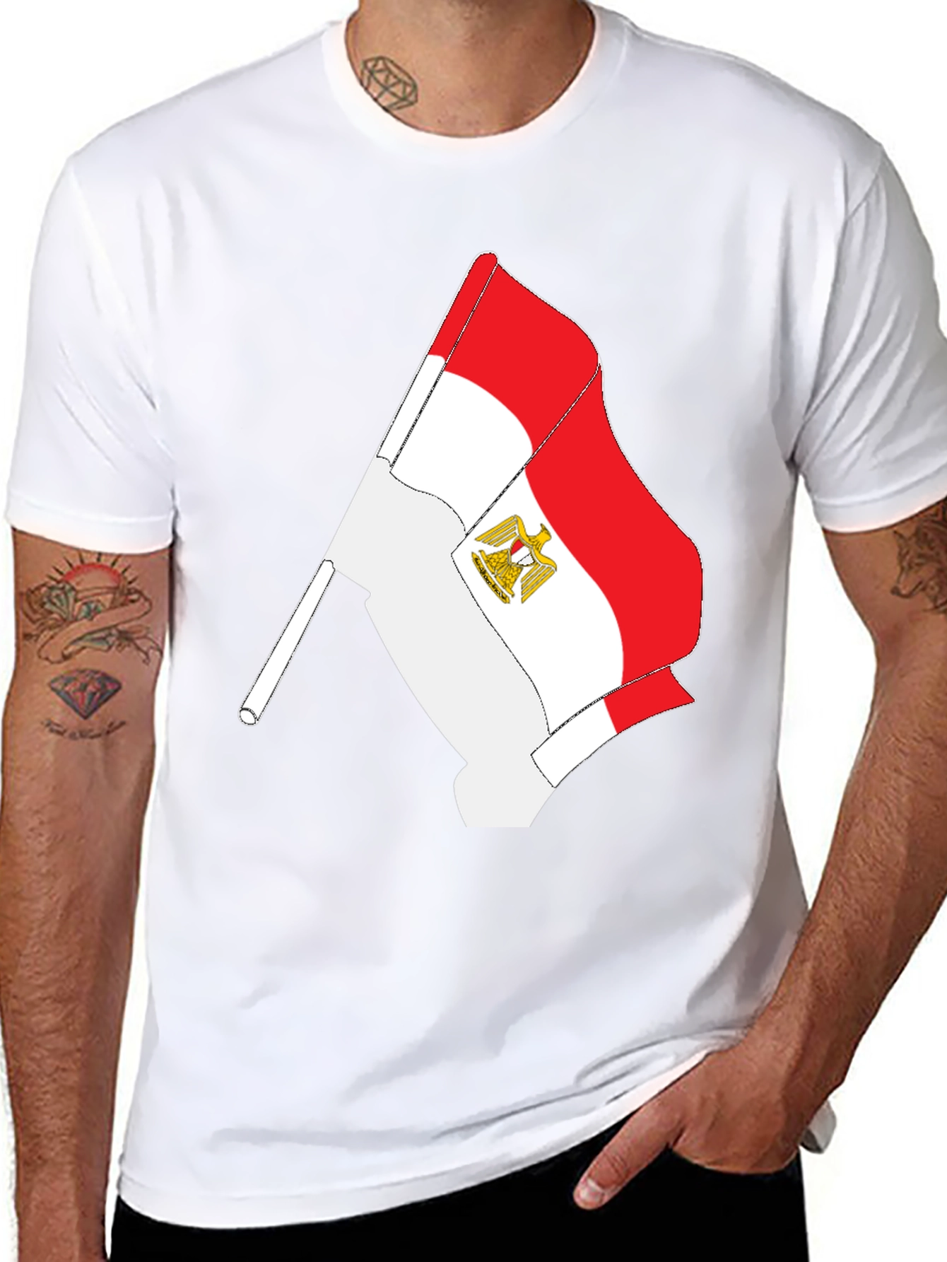 Egyptian Flag Graphic Tee - Black Cotton T-Shirt
