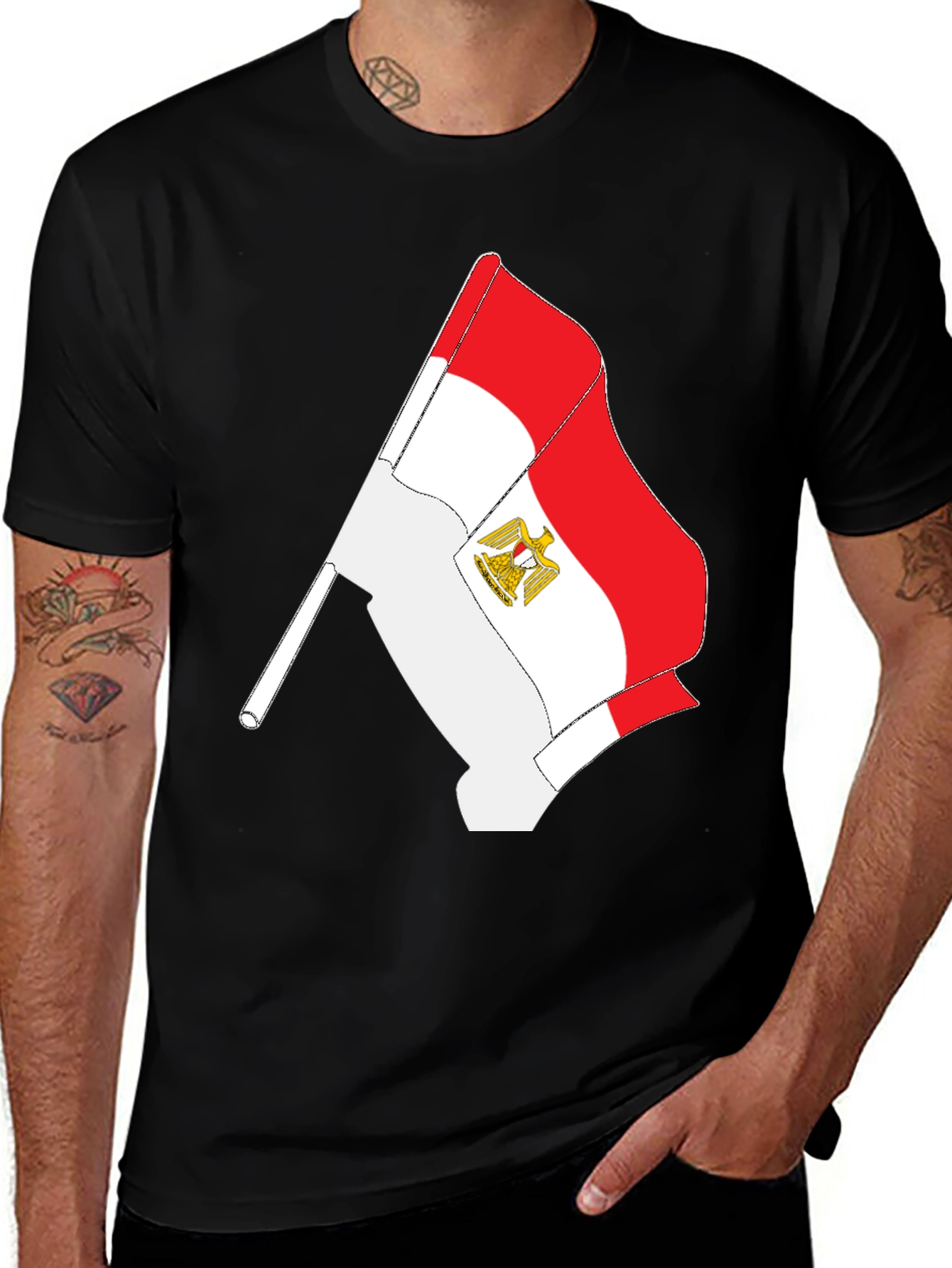 Egyptian Flag Graphic Tee - Black Cotton T-Shirt