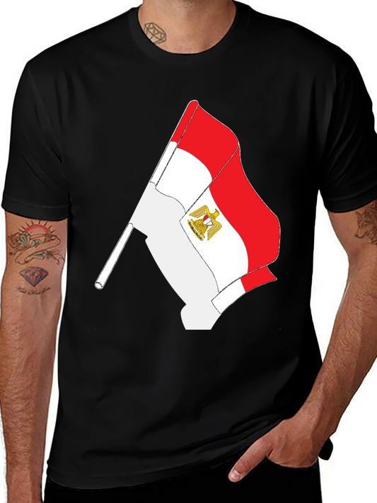 Egyptian Flag Graphic Tee - Black Cotton T-Shirt