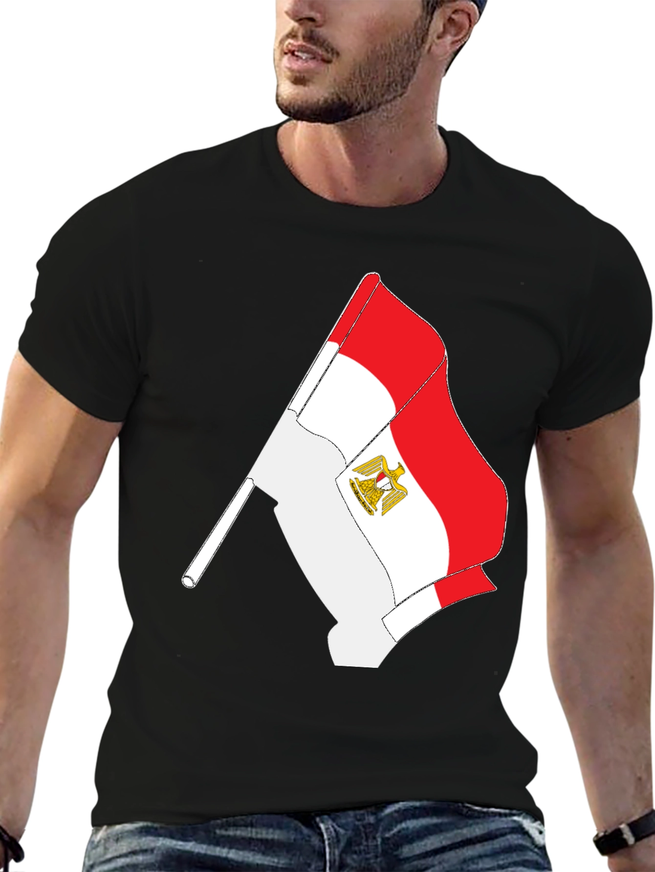 Egyptian Flag Graphic Tee - Black Cotton T-Shirt