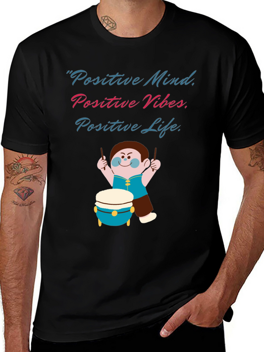 Positive Vibes Graphic Tee - Black Crew Neck T-Shirt