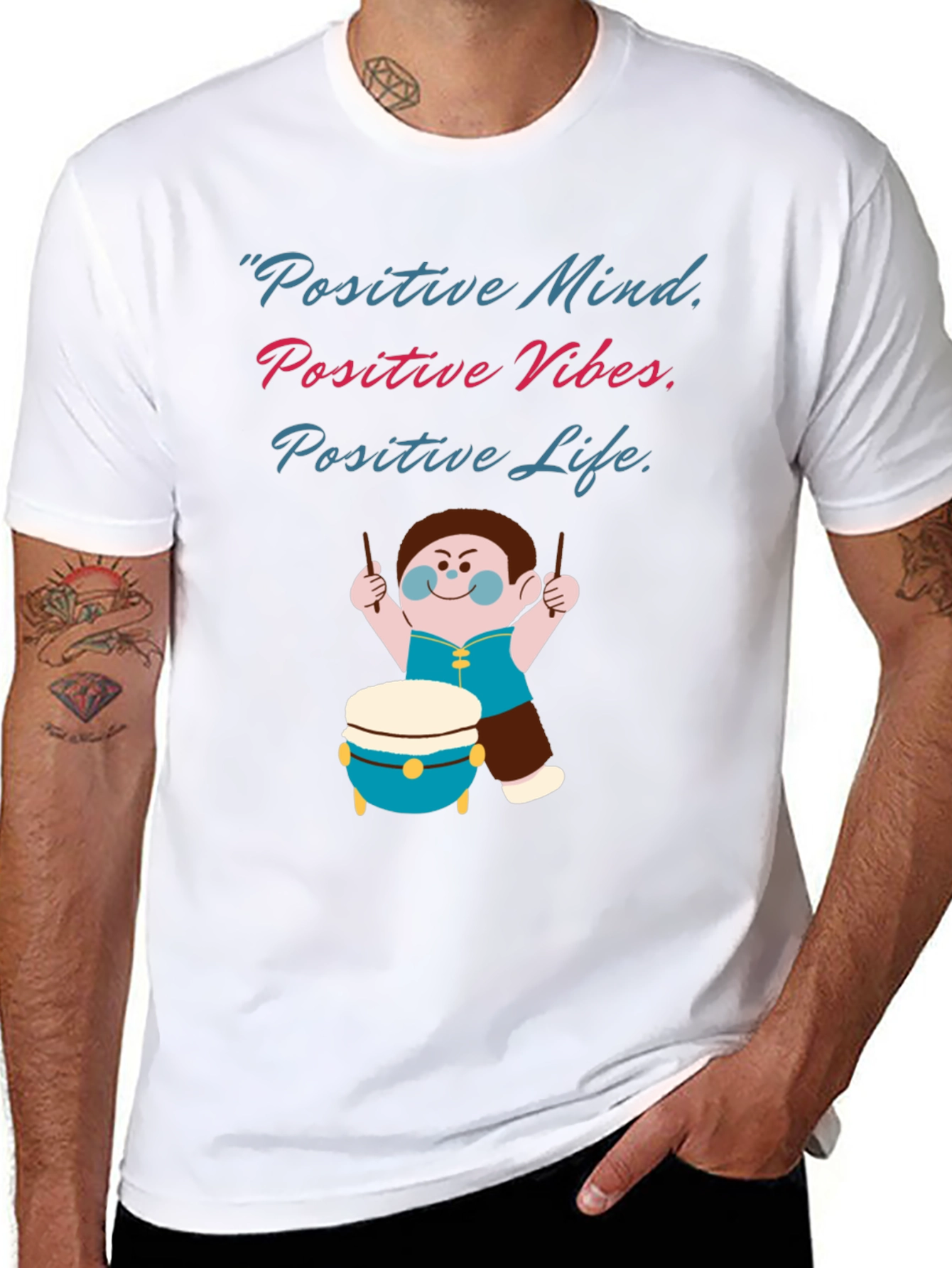 Positive Vibes Graphic Tee - Black Crew Neck T-Shirt