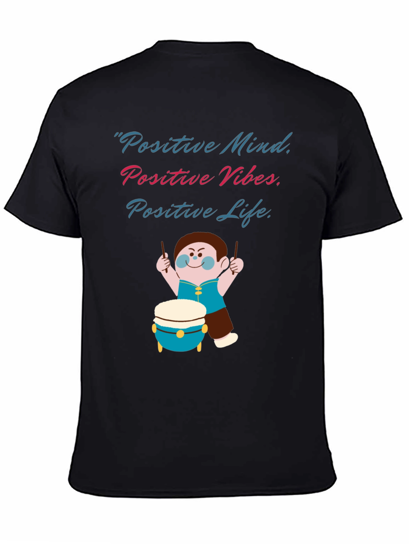 Positive Vibes Graphic Tee - Black Crew Neck T-Shirt