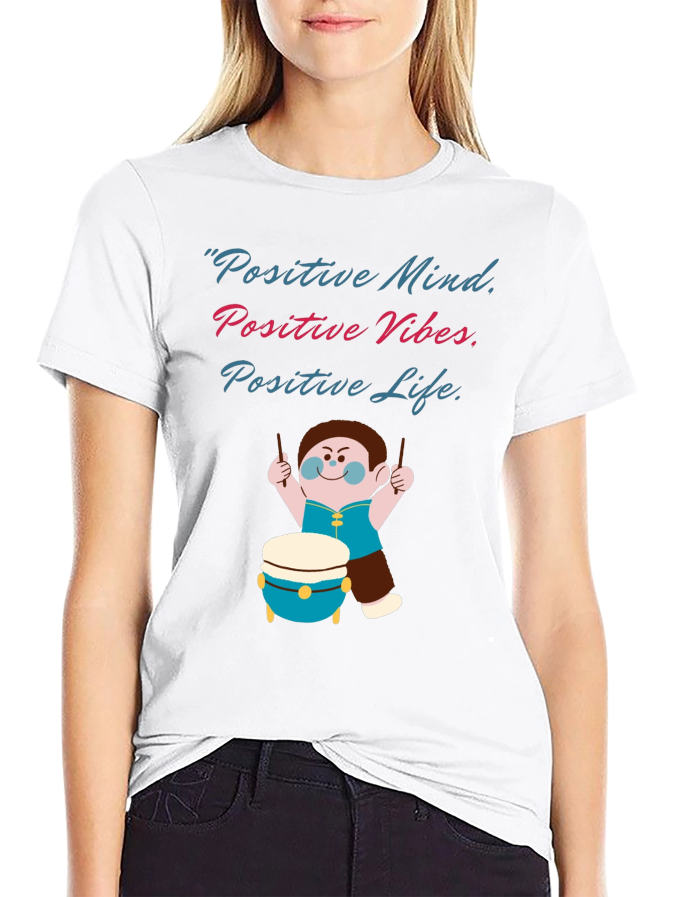 Positive Vibes Graphic Tee - Black Crew Neck T-Shirt