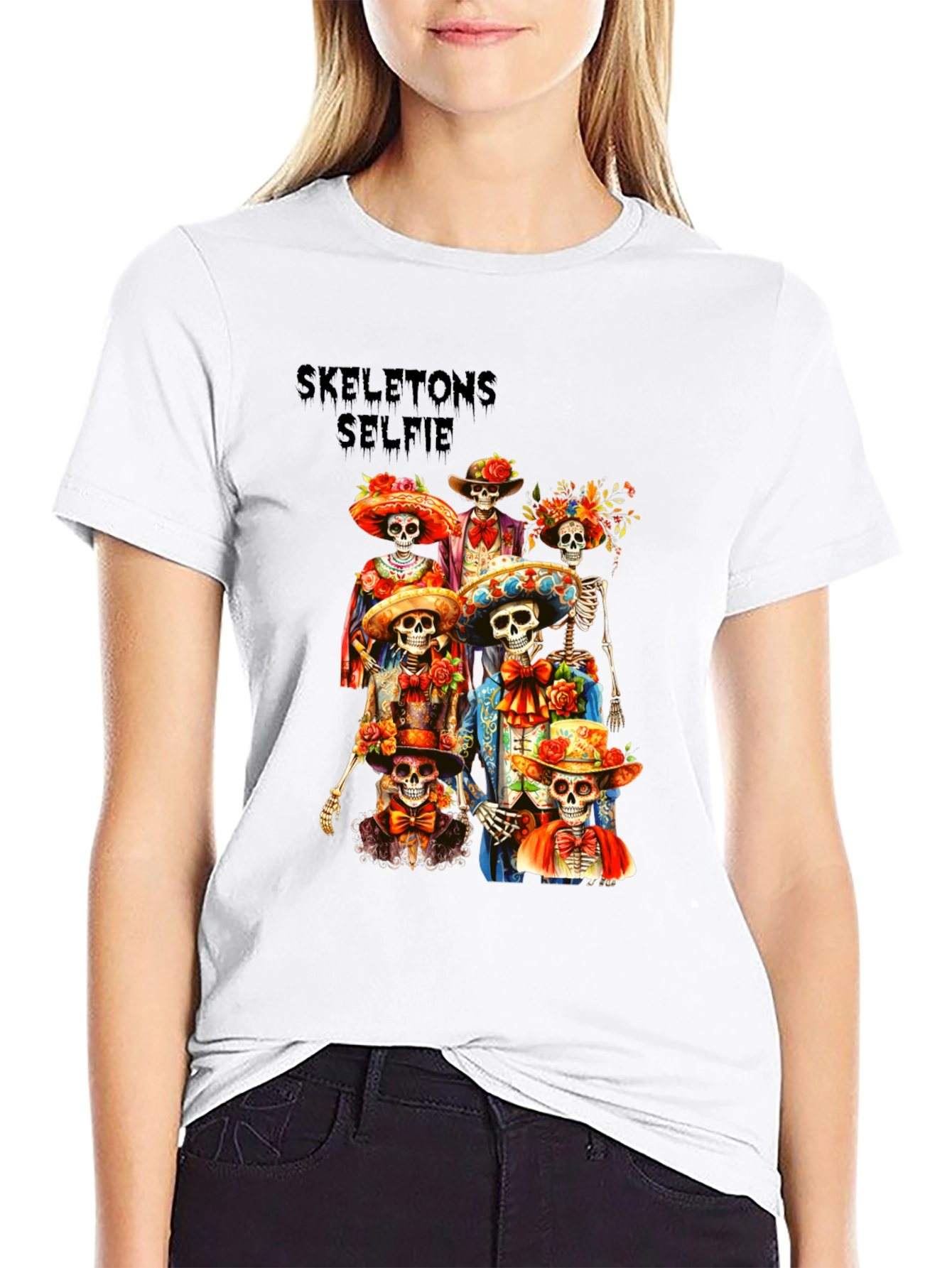 Skeletons Selfie Graphic T-Shirt