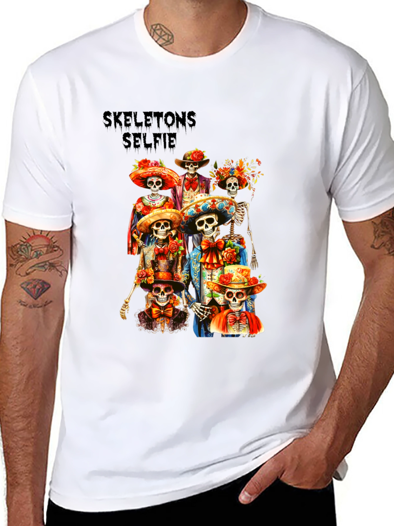 Skeletons Selfie Graphic T-Shirt