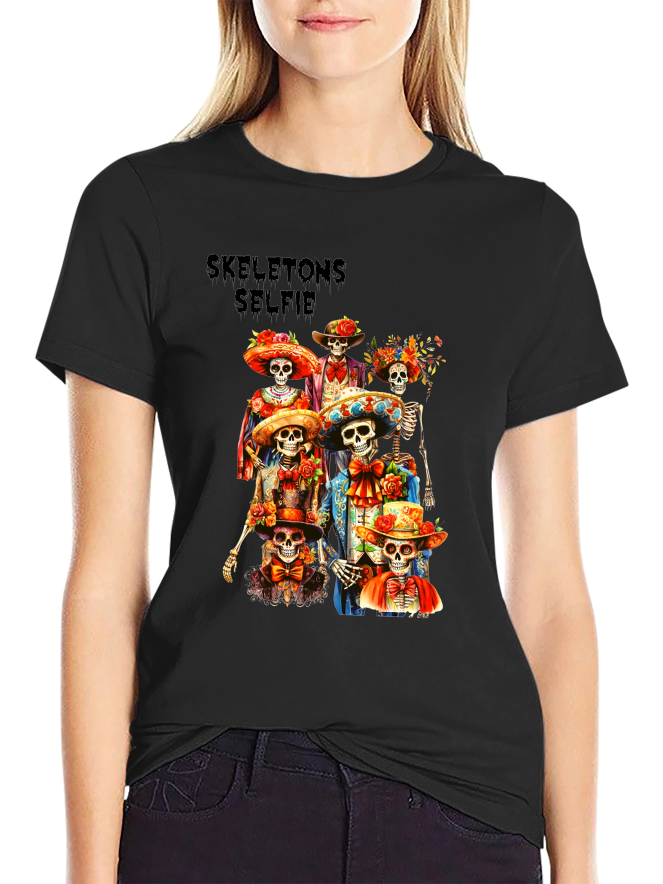 Skeletons Selfie Graphic T-Shirt