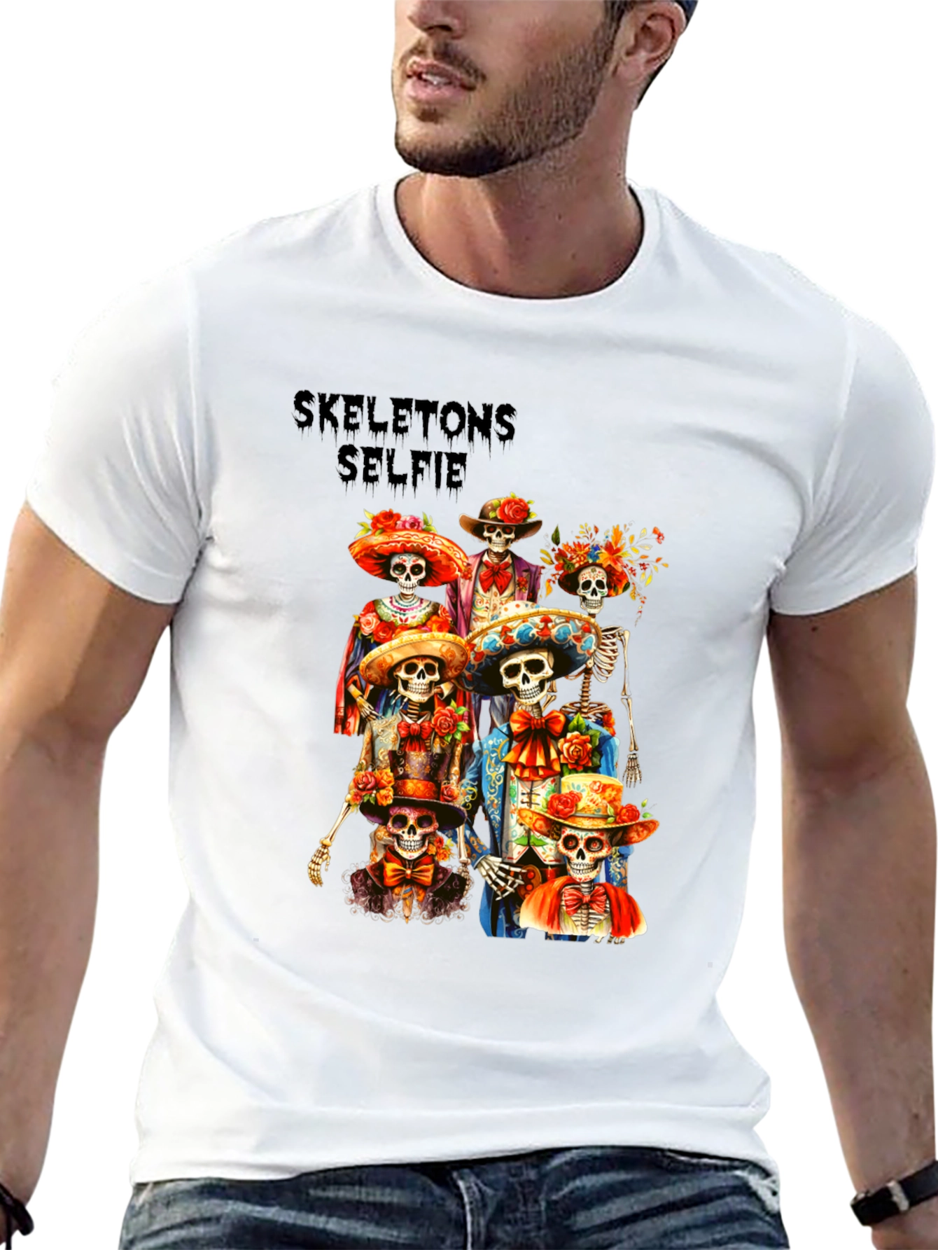 Skeletons Selfie Graphic T-Shirt