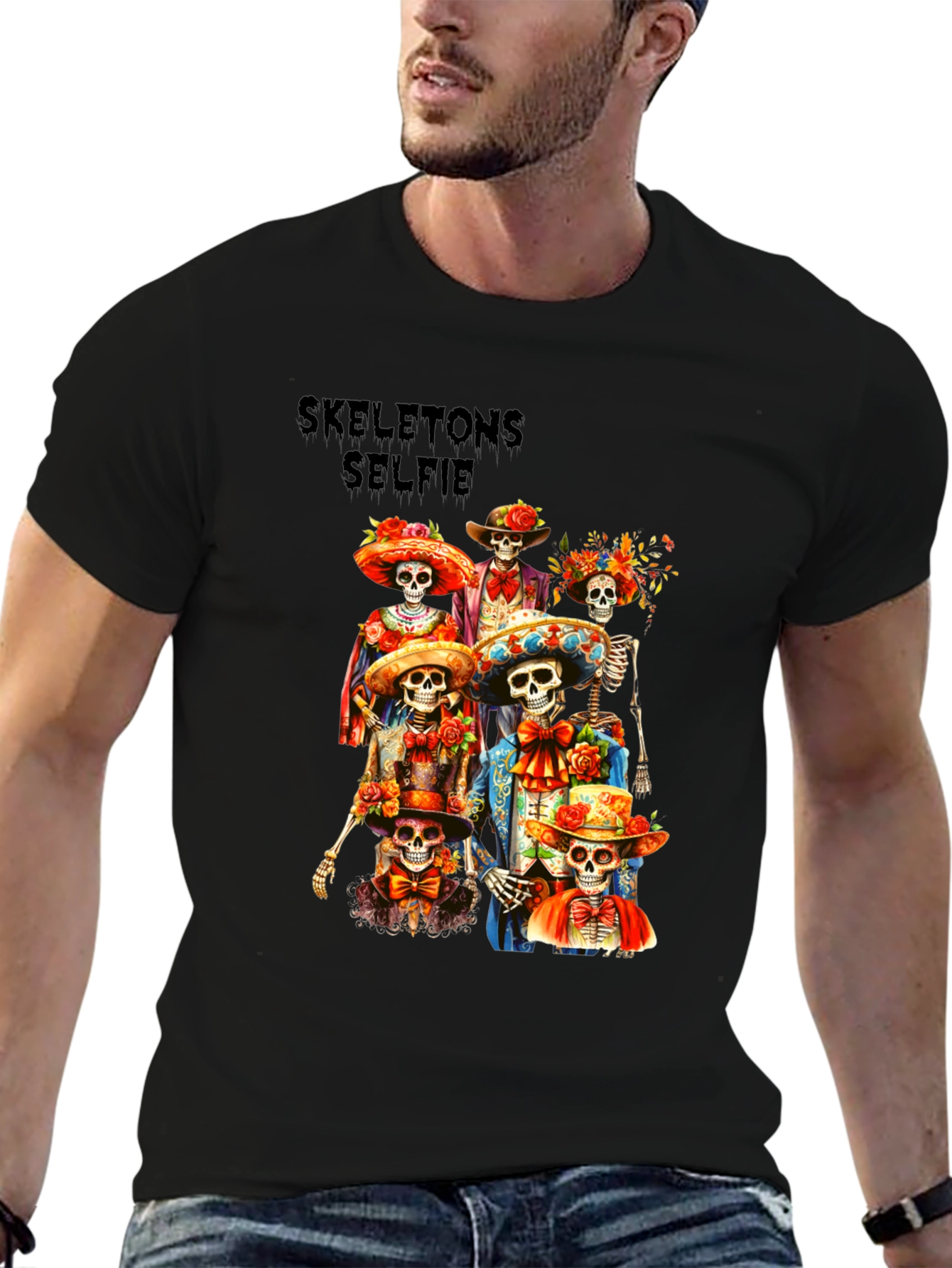 Skeletons Selfie Graphic T-Shirt