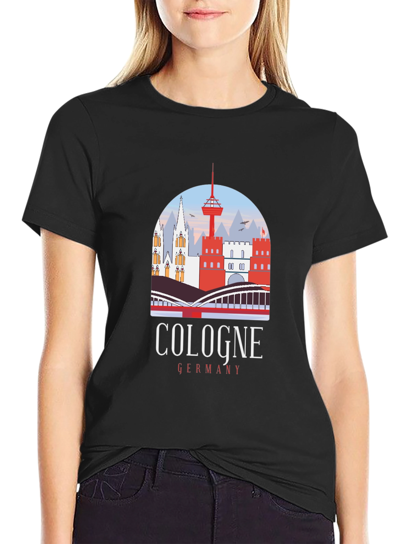 Cologne Germany Graphic Tee - Black Cotton T-Shirt