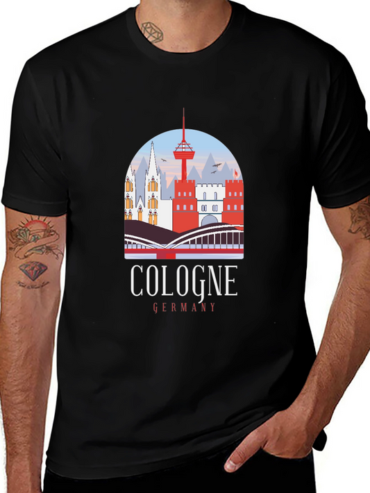 Cologne Germany Graphic Tee - Black Cotton T-Shirt