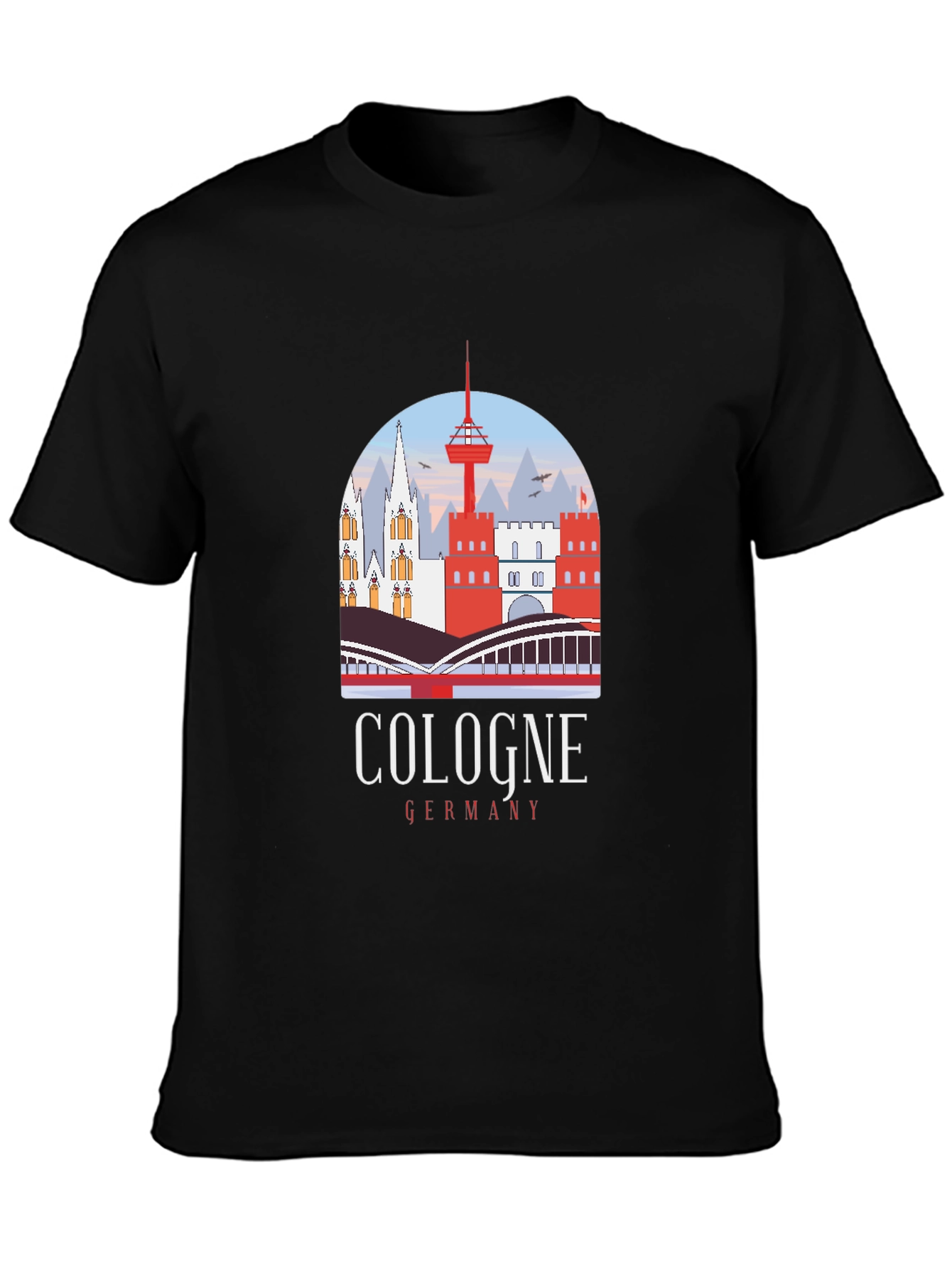 Cologne Germany Graphic Tee - Black Cotton T-Shirt