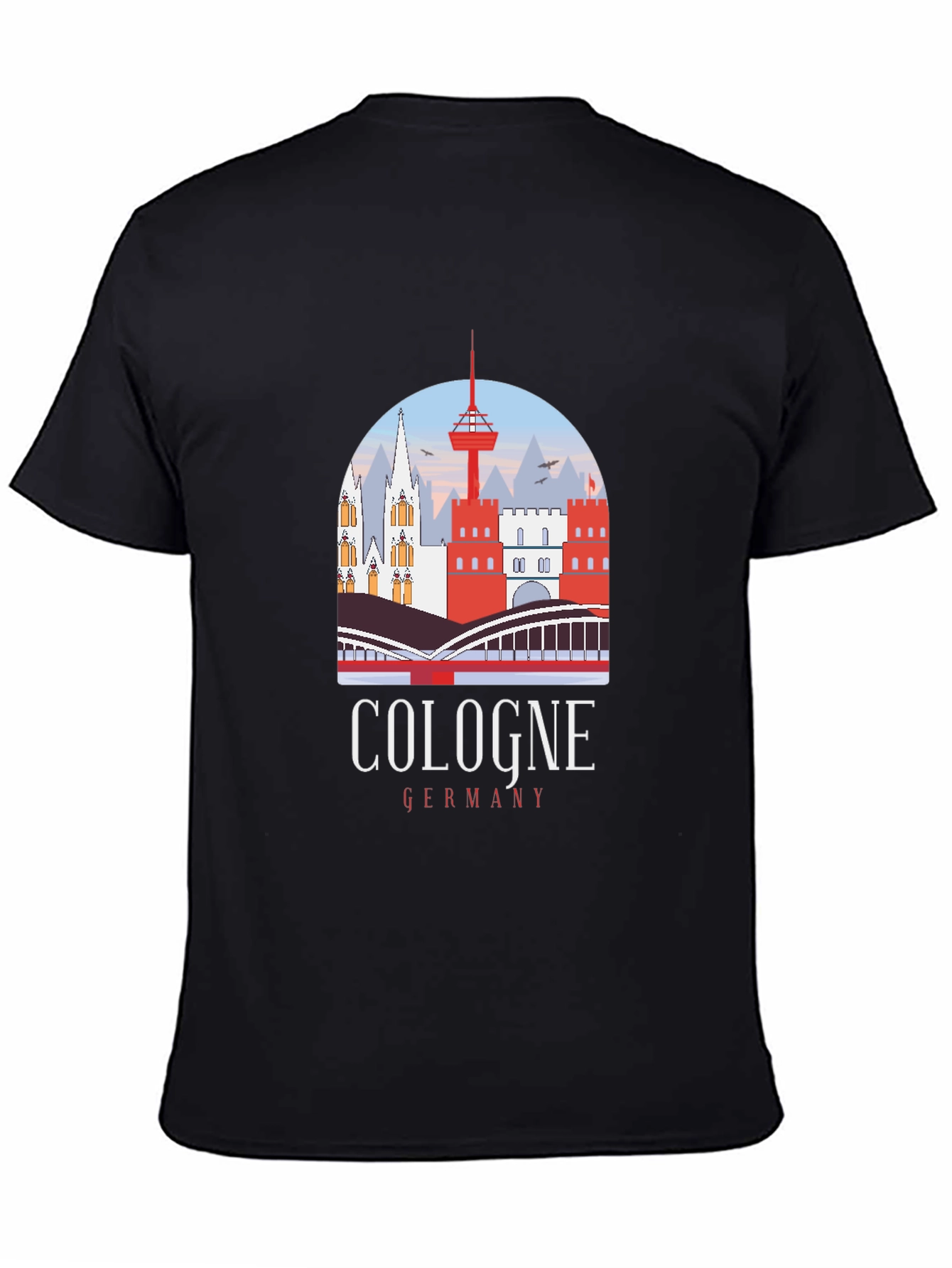 Cologne Germany Graphic Tee - Black Cotton T-Shirt