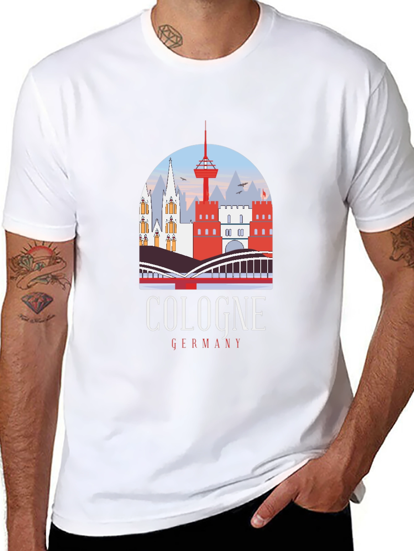Cologne Germany Graphic Tee - Black Cotton T-Shirt