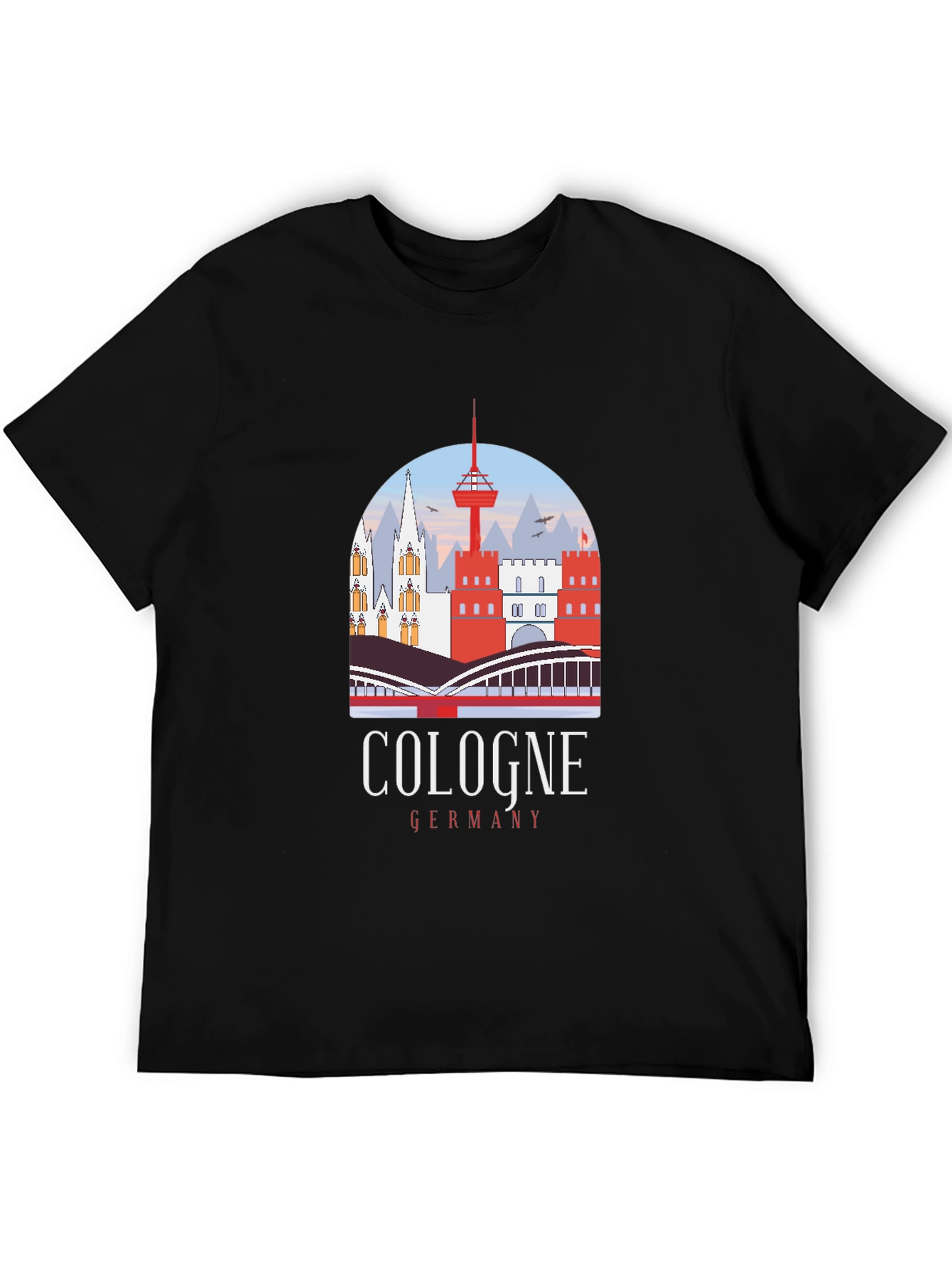 Cologne Germany Graphic Tee - Black Cotton T-Shirt