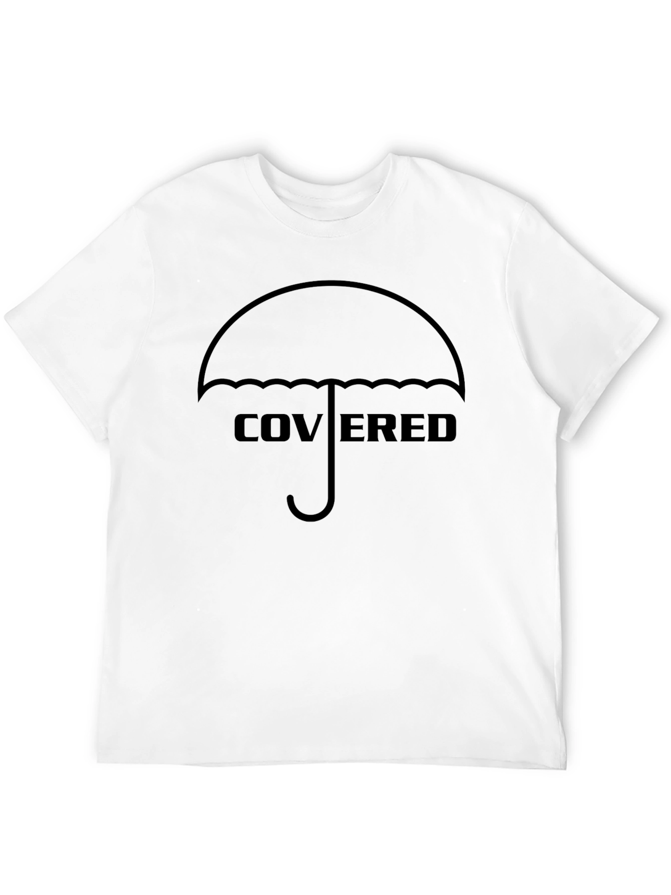 Covered Umbrella Graphic T-Shirt - Stylish Black Tee