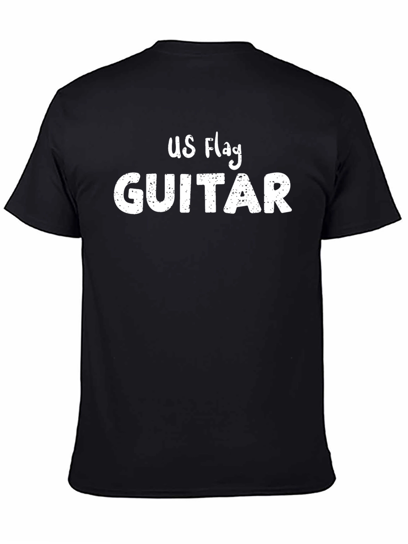 US Flag Guitar Graphic Black T-Shirt