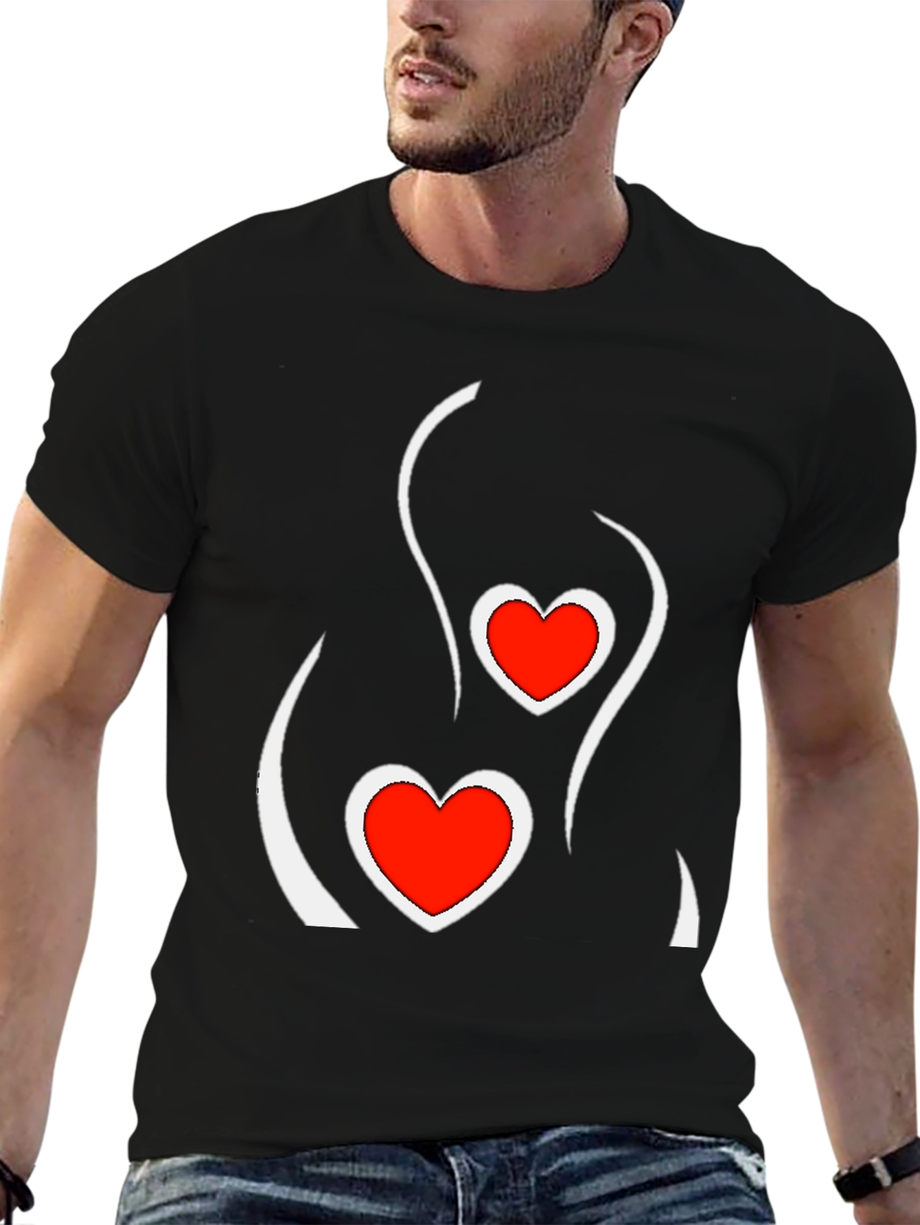 Heart Silhouette Graphic Tee - Modern Love Shirt