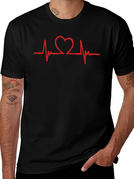 Heartbeat Heart Graphic T-Shirt - Black