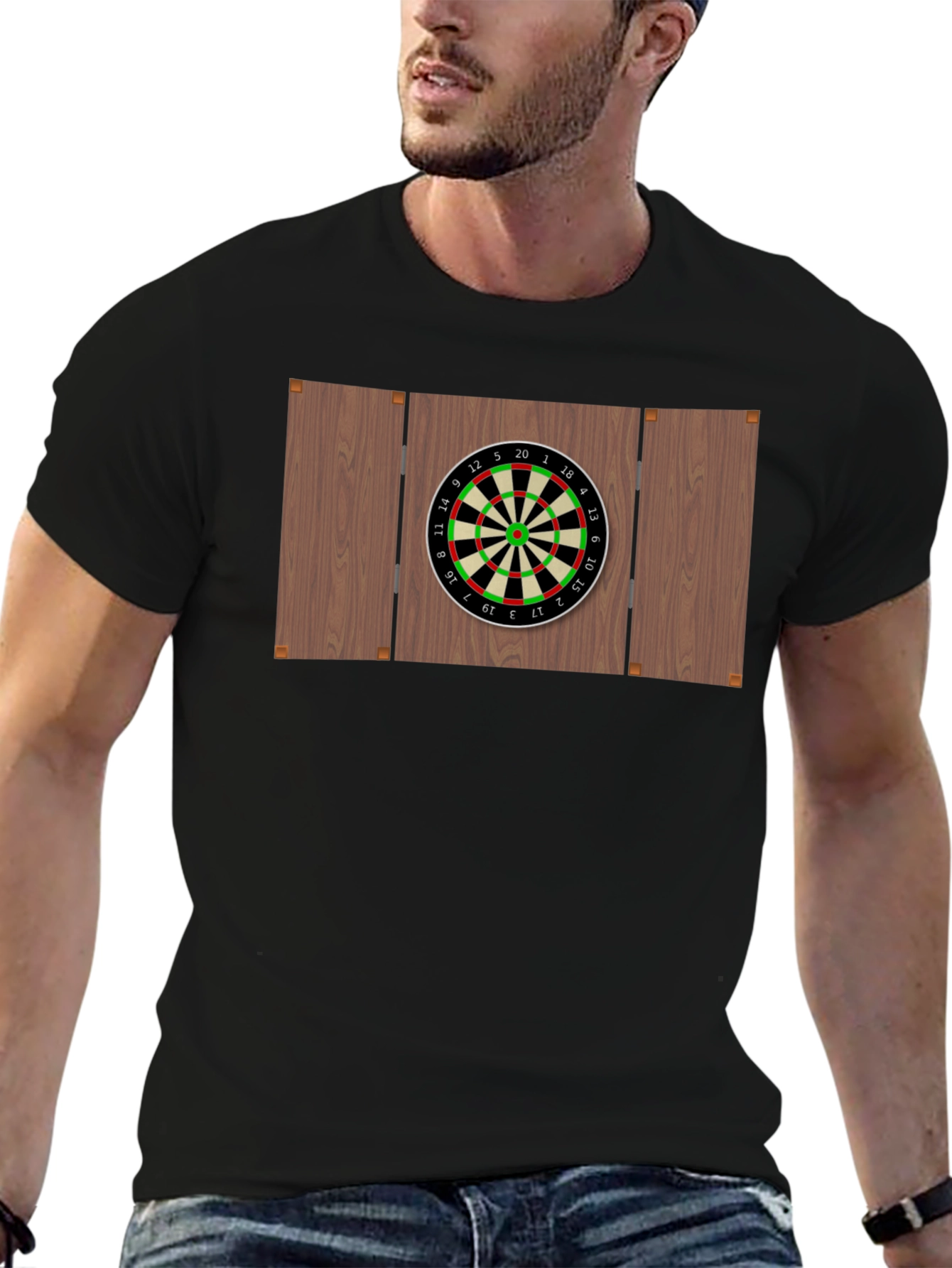 Darts Board Graphic Tee - Black Cotton Casual Wear