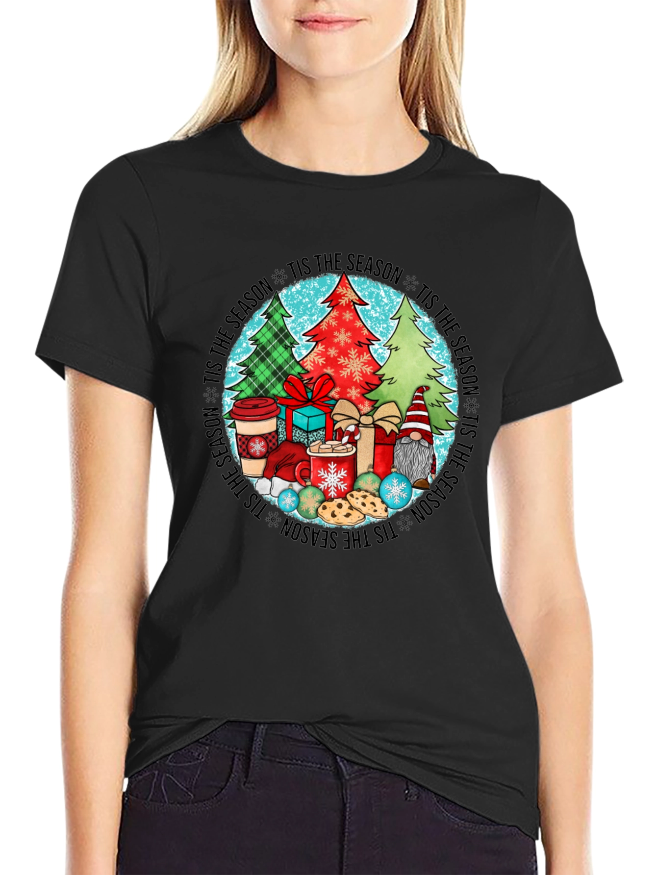 Festive Tis the Season Holiday Graphic Tee