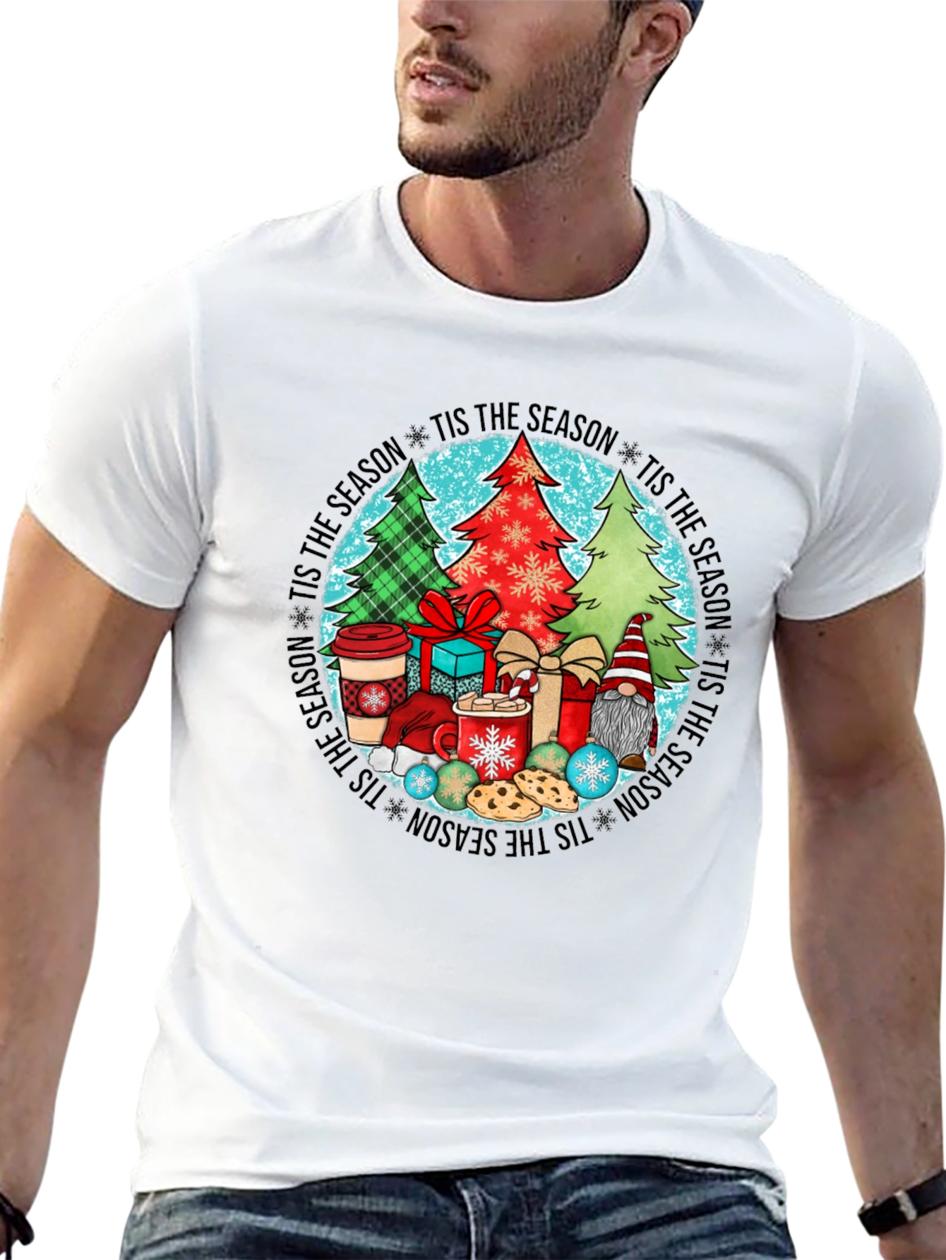 Festive Tis the Season Holiday Graphic Tee