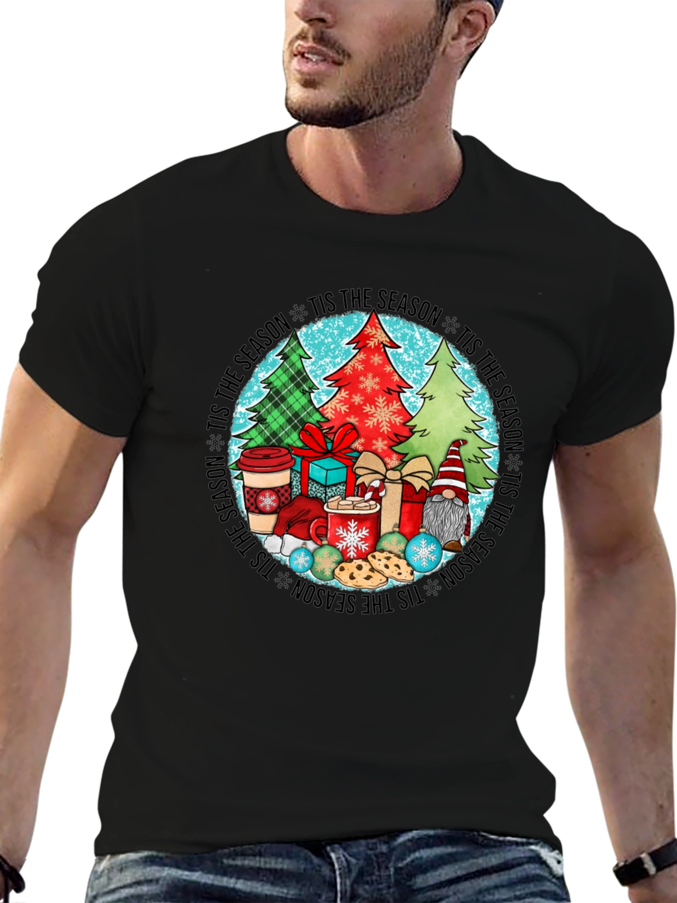 Festive Tis the Season Holiday Graphic Tee