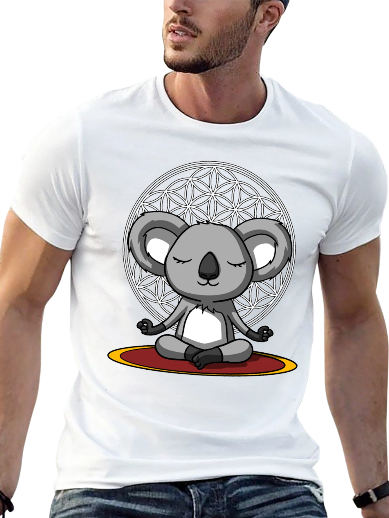 Meditating Koala Bear Graphic Tee - Zen Vibes