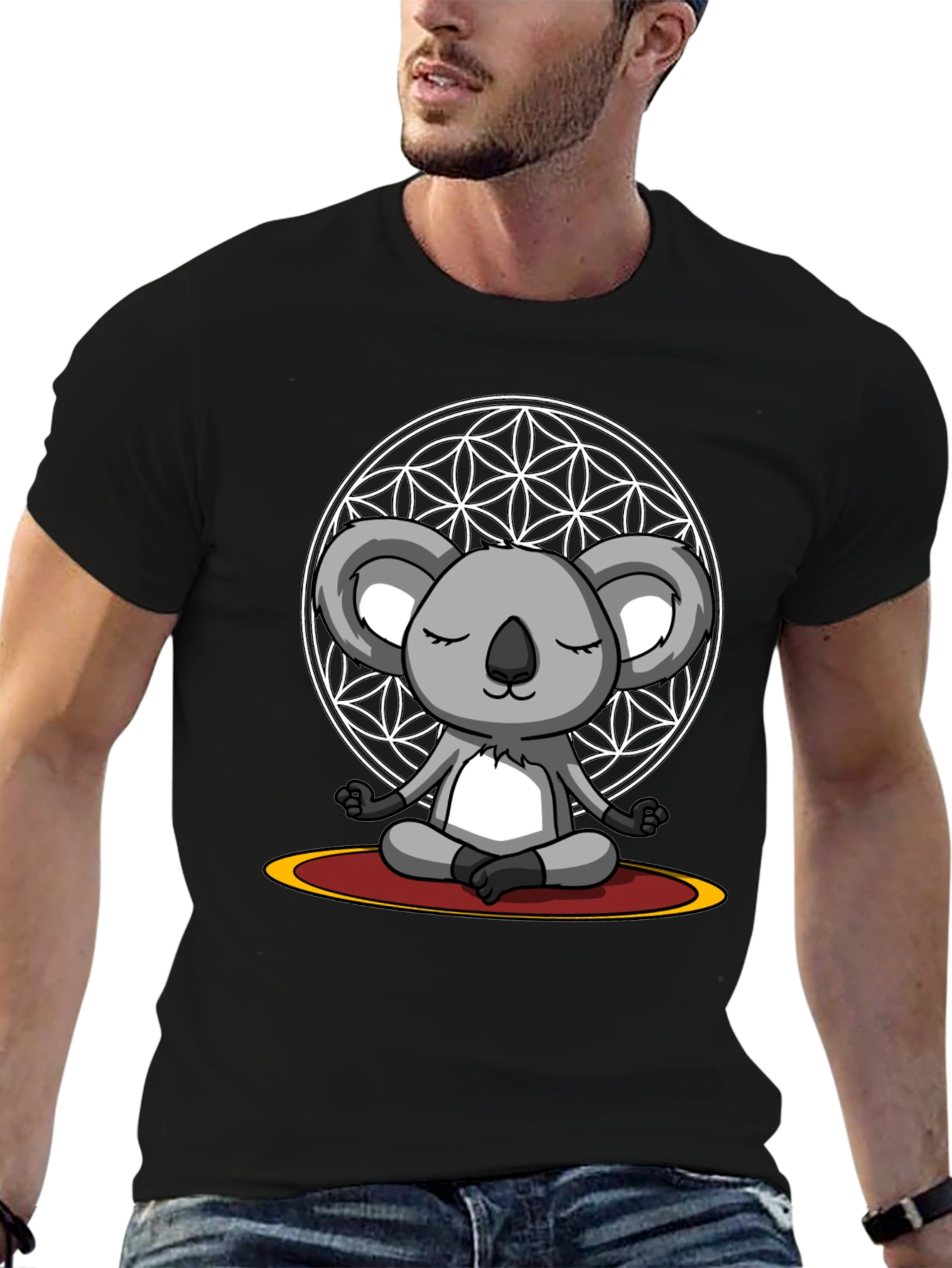 Meditating Koala Bear Graphic Tee - Zen Vibes