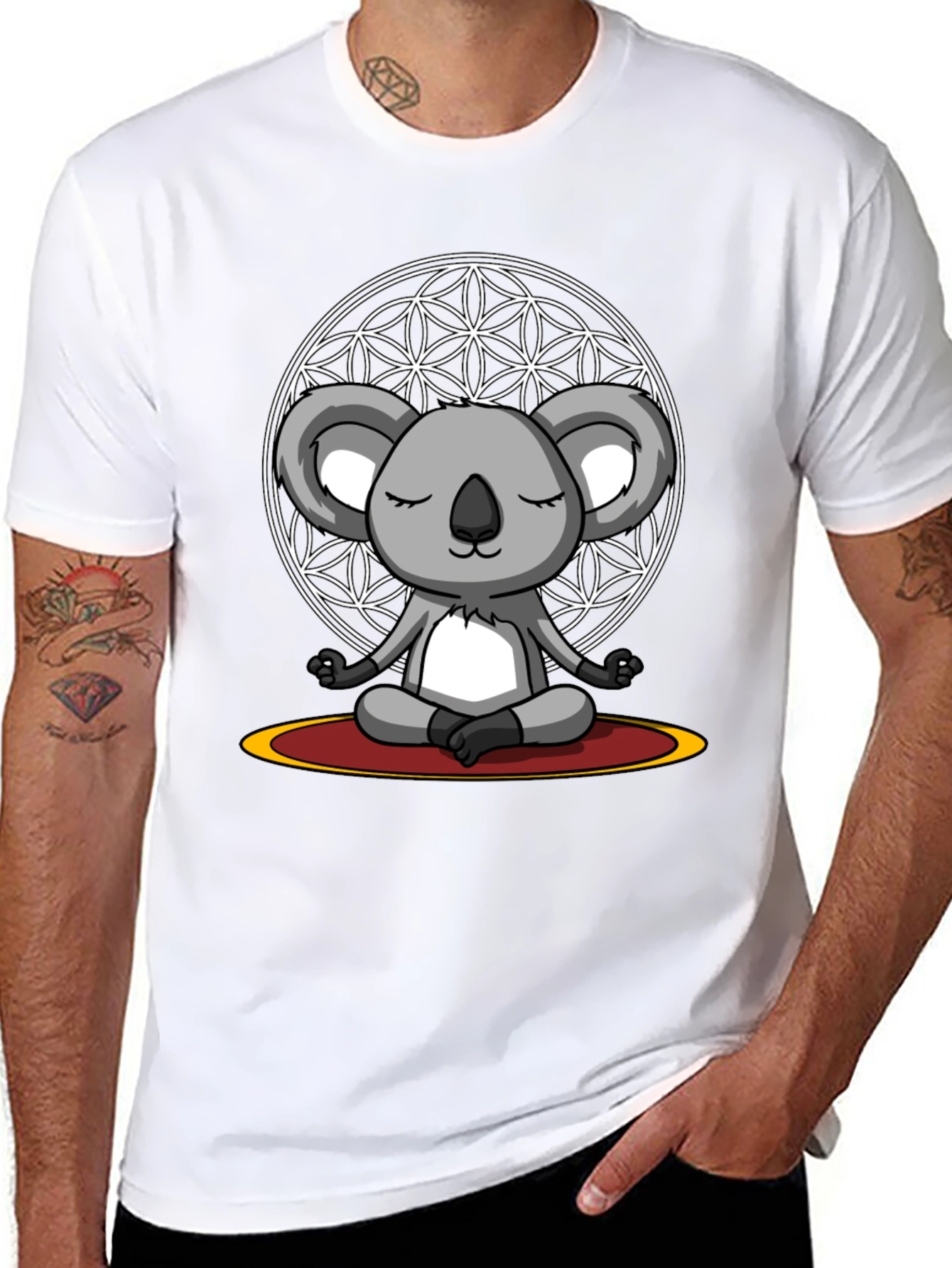 Meditating Koala Bear Graphic Tee - Zen Vibes