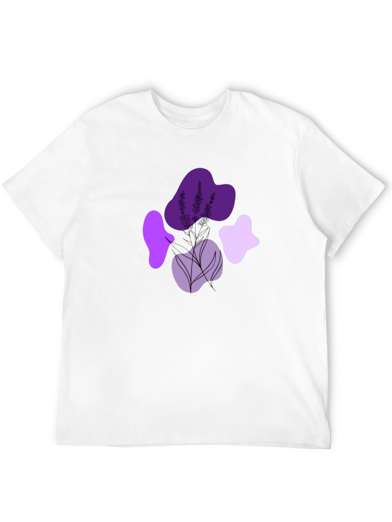 Stylish Black T-Shirt with Lavender Design