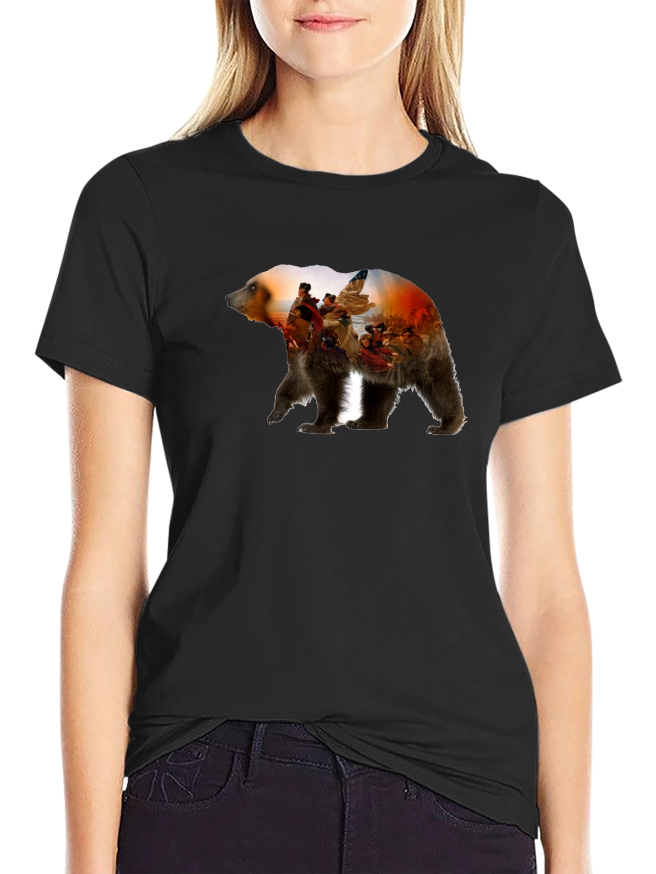Bear Washington Crossing the Delaware Graphic T-Shirt