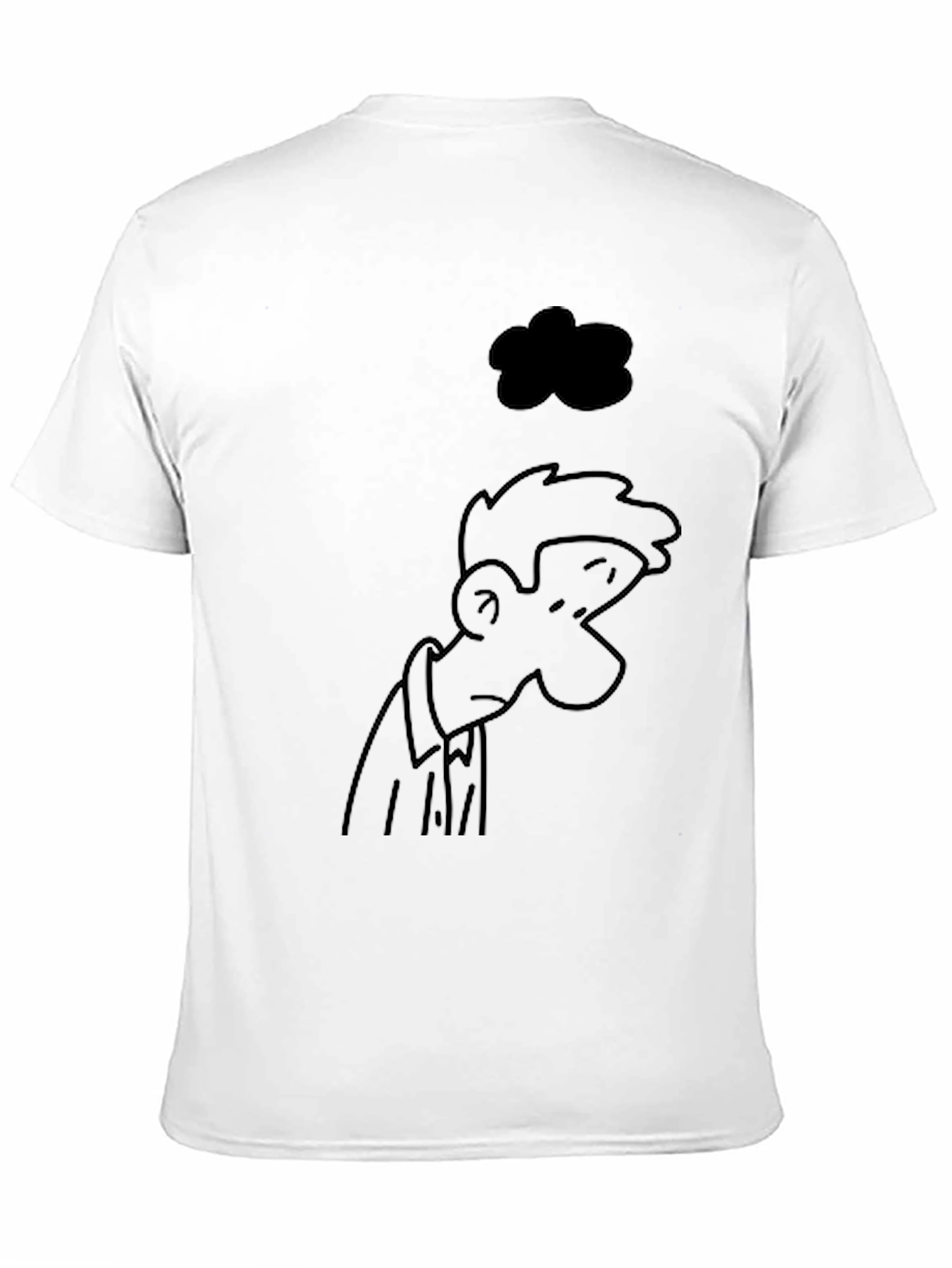 Melancholy Cartoon Print Black T-Shirt