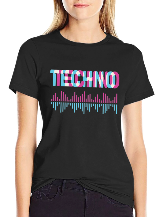 Techno Music Black Graphic T-Shirt
